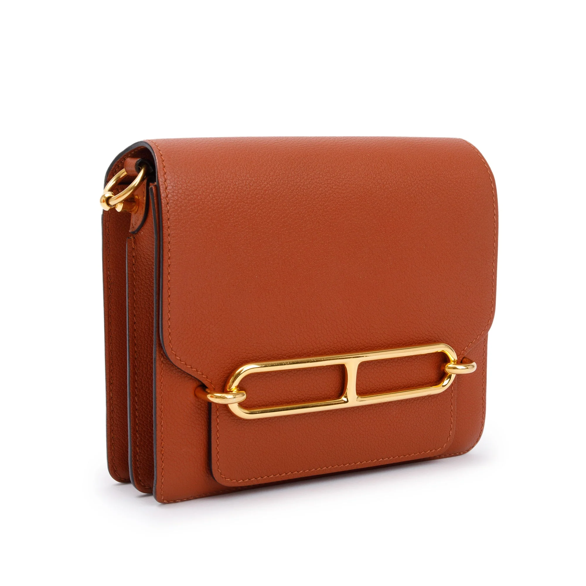 Hermes Brique Caramel Evercolor Leather Mini Sac Roulis 18 - Image 4