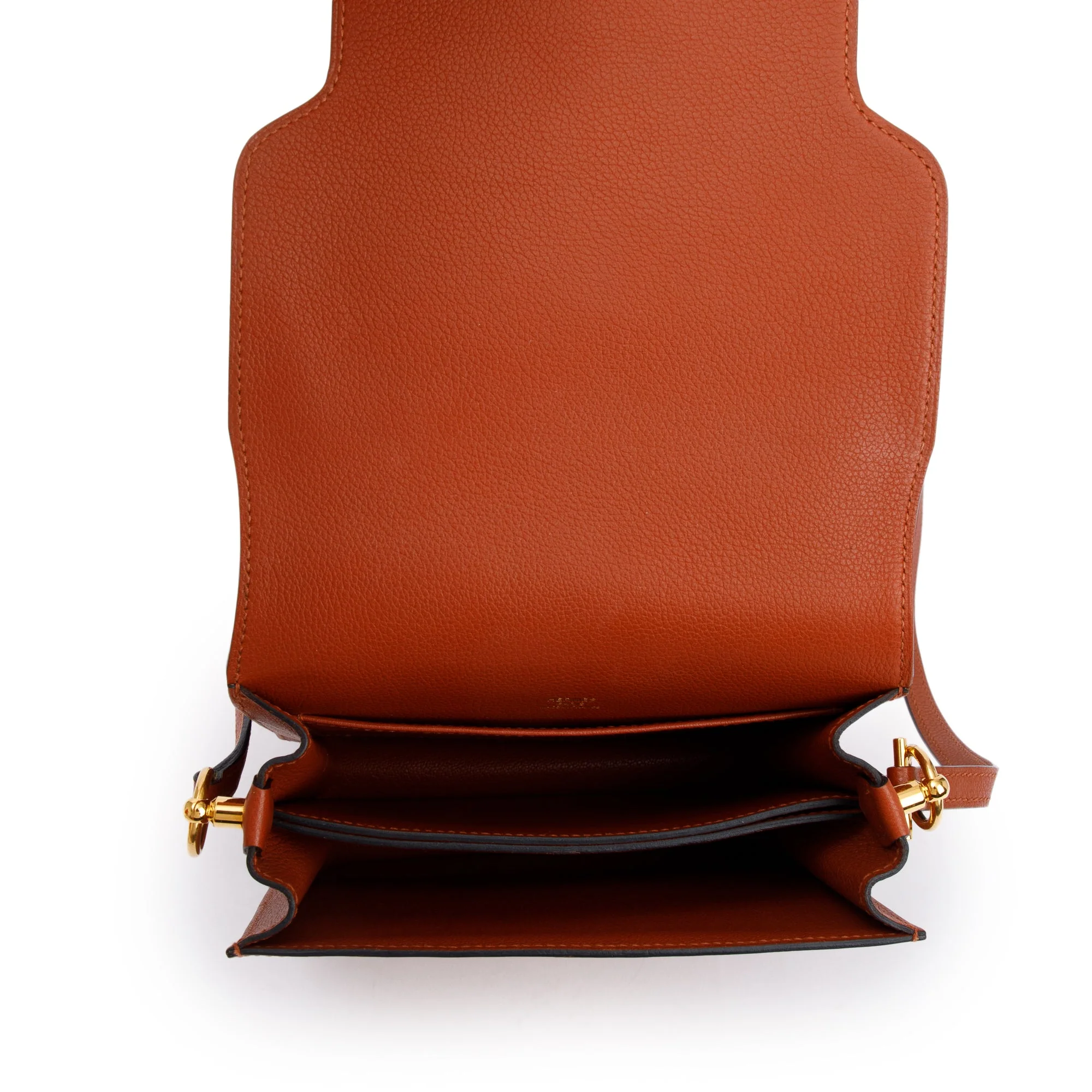 Hermes Brique Caramel Evercolor Leather Mini Sac Roulis 18 - Image 6