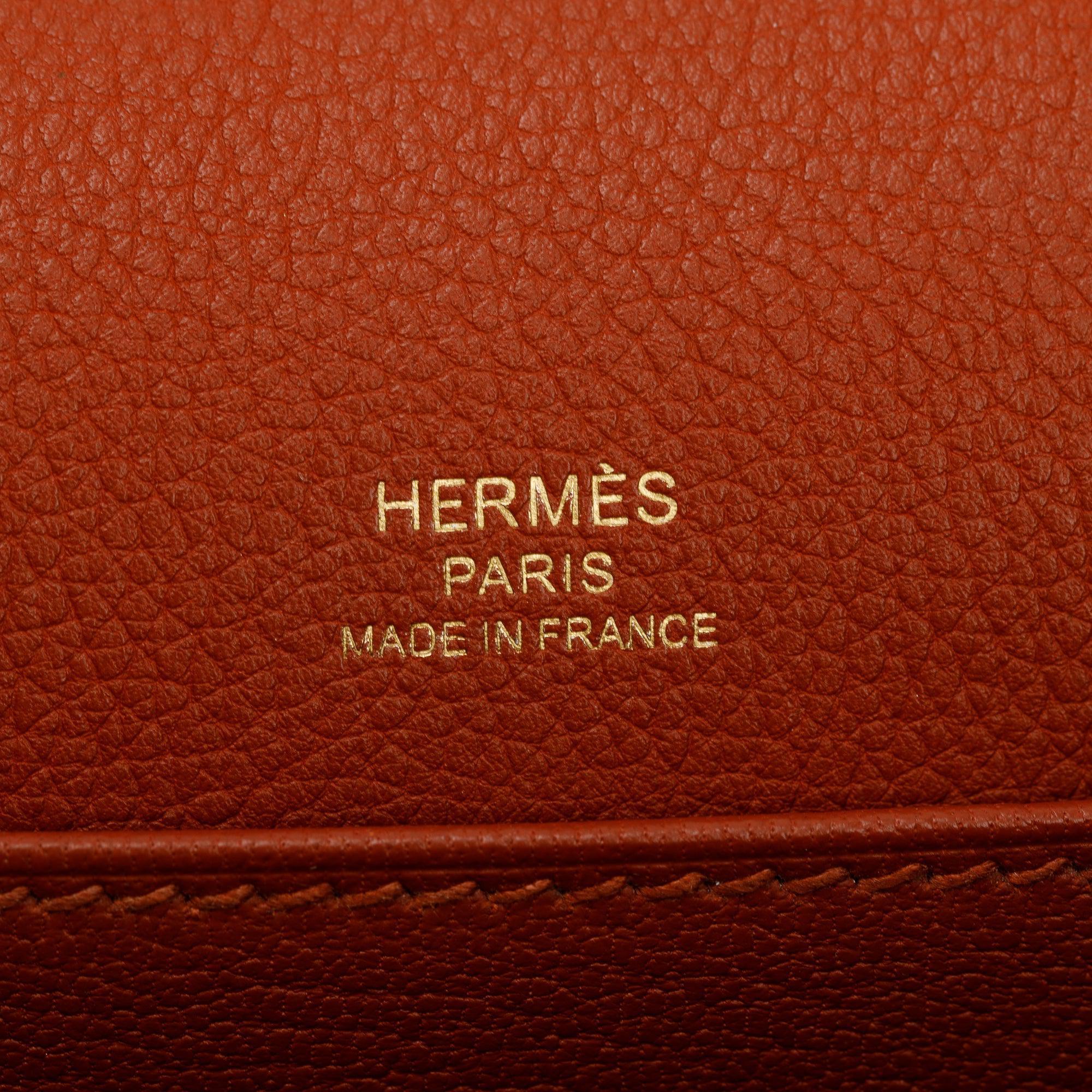 Hermes Brique Caramel Evercolor Leather Mini Sac Roulis 18 - Image 7