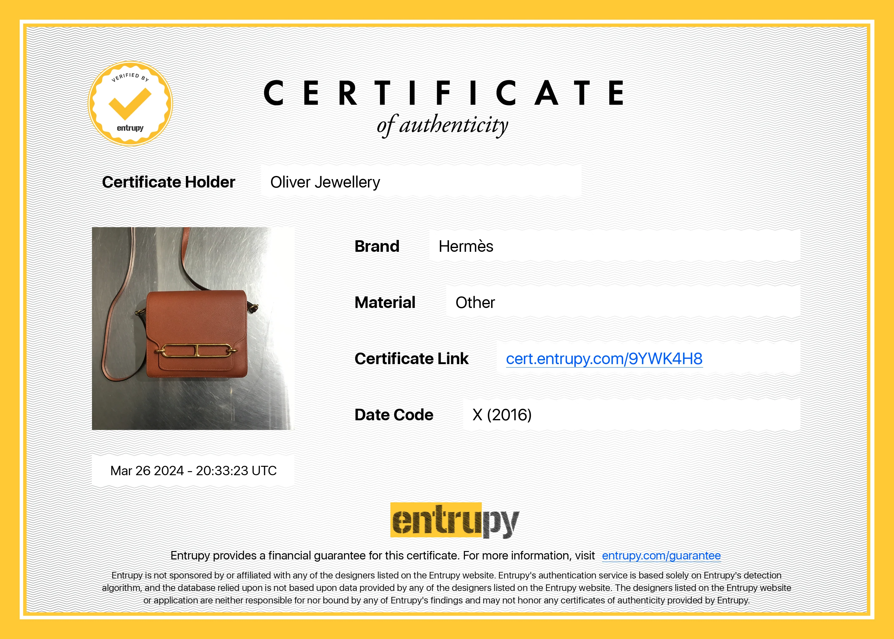 Hermes Brique Caramel Evercolor Leather Mini Sac Roulis 18 - Image 9