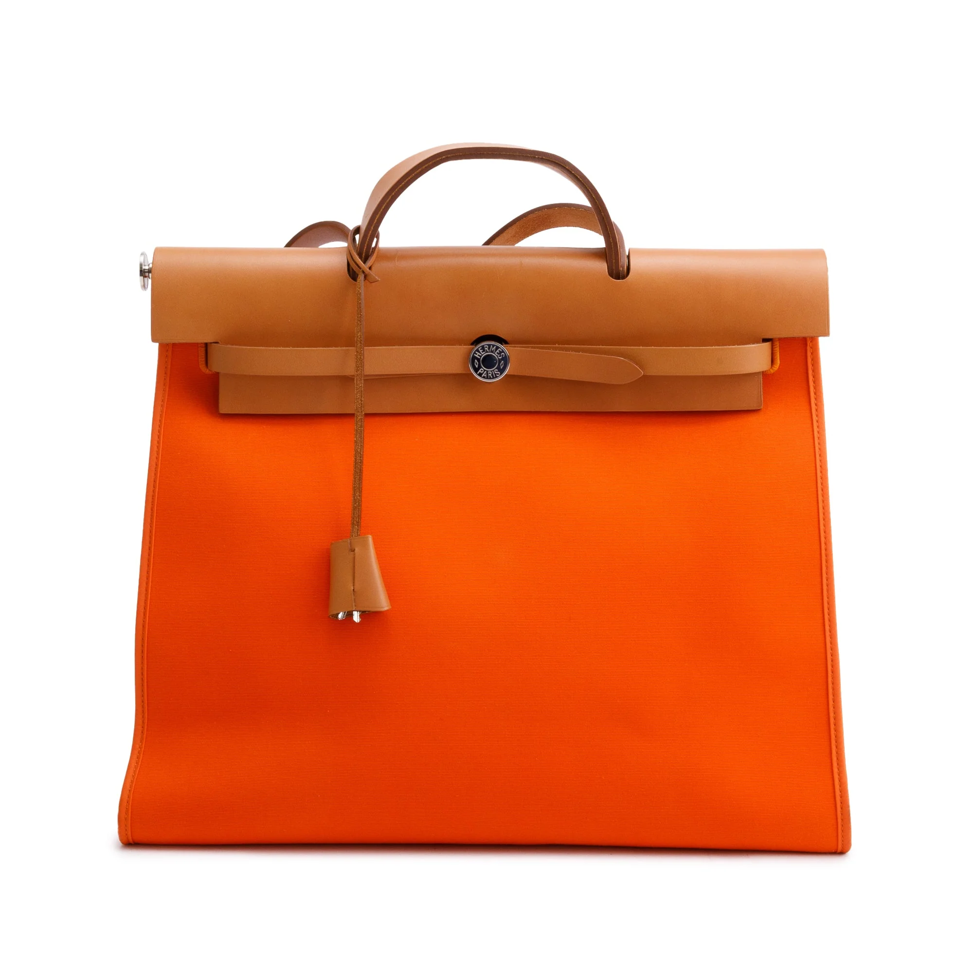 Hermes Capucine Fauve Toile Militaire Vache Hunter Herbag Zip 39 w/ Pouch - Image 4