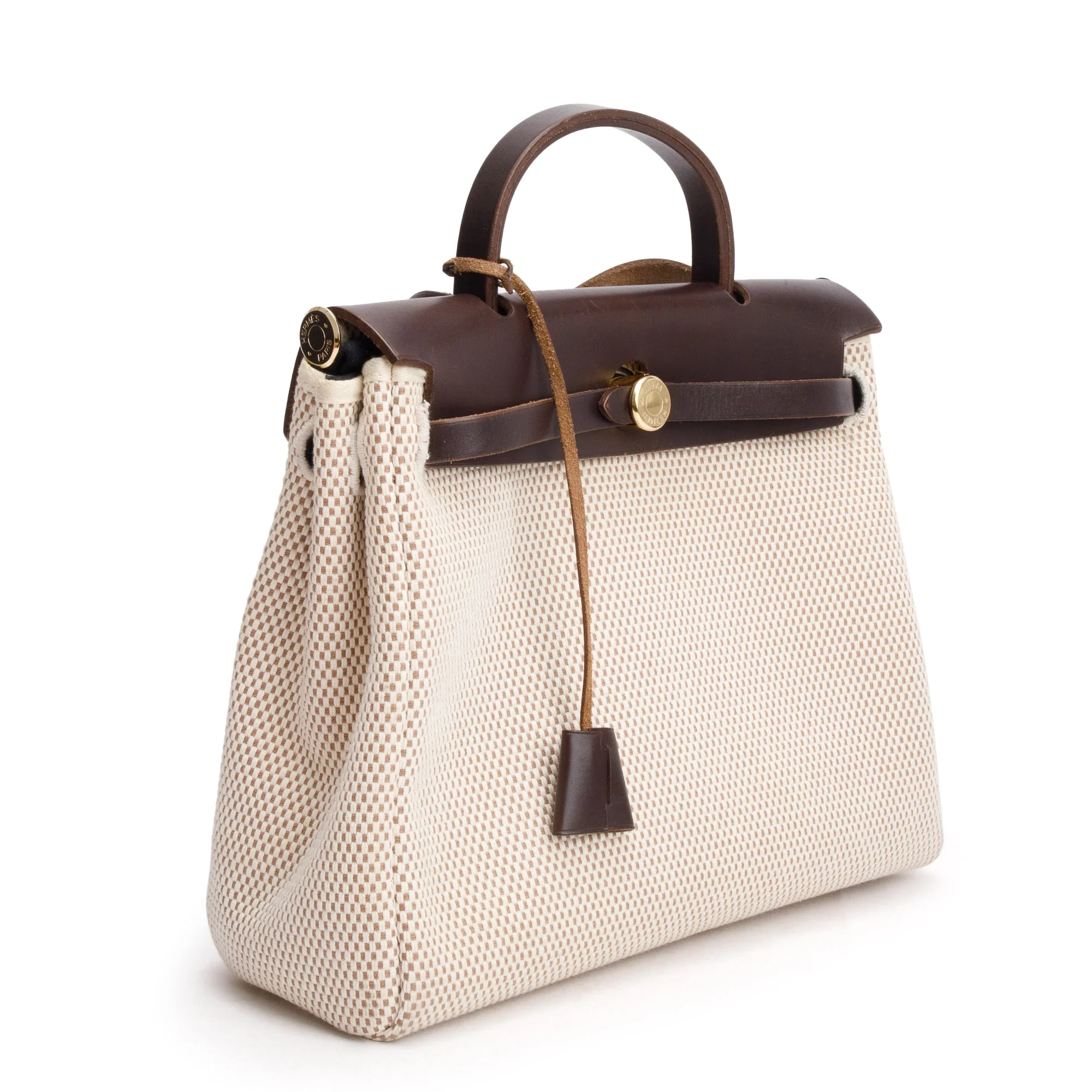 Hermes Ecru/Blanc/Ebene Toile Quatdille Viking Vache Hunter Herbag Zip 31 - Image 3