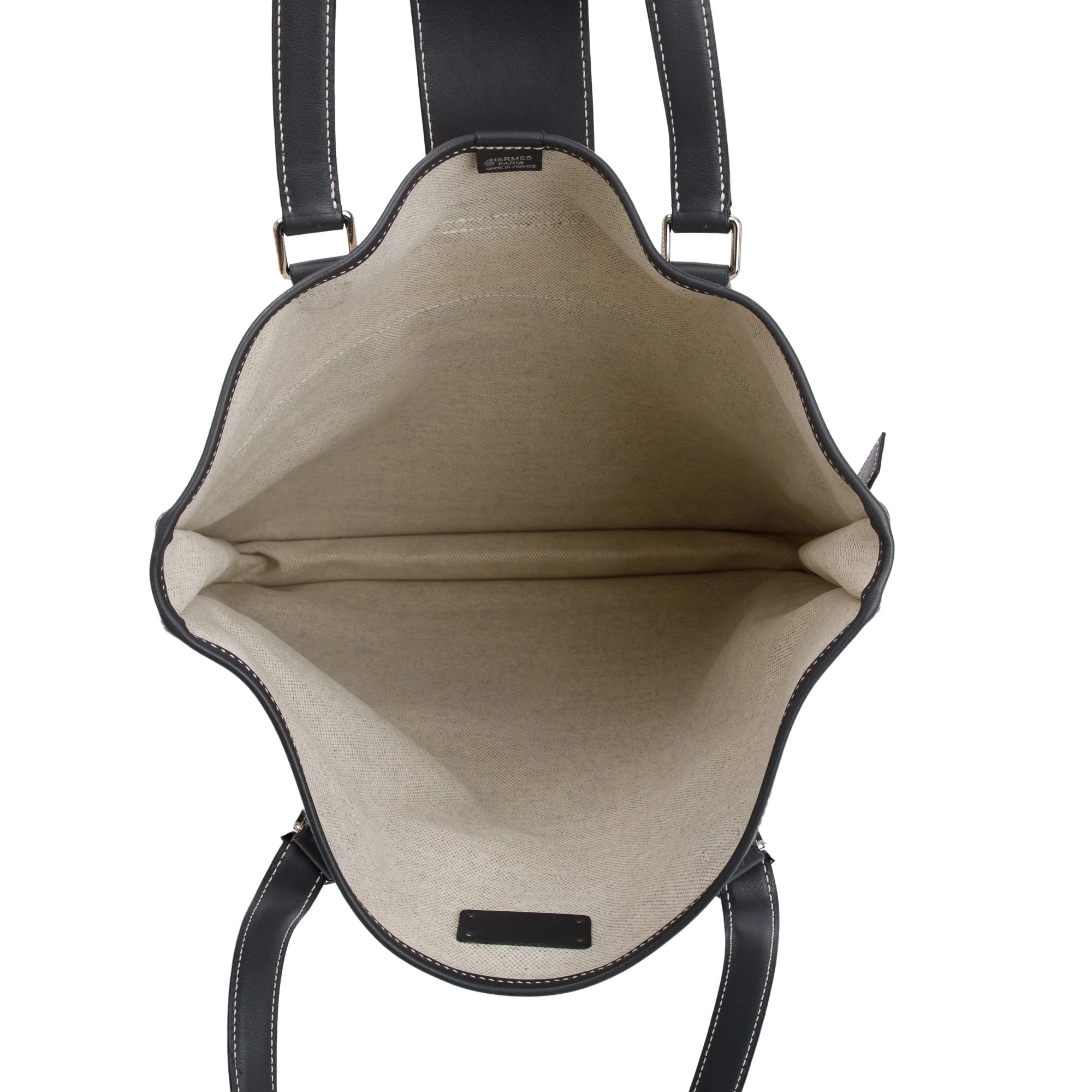 Hermes Ecru Toile Etain Swift Chevron Jumping Shopper Tote - Image 6