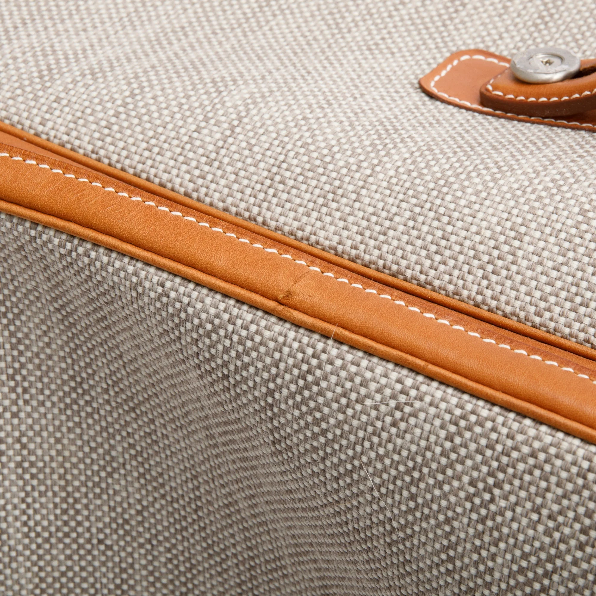 Hermes Etoupe Fauve Toile Gold Barena Leather Caleche Express Rolling Luggage - Image 6
