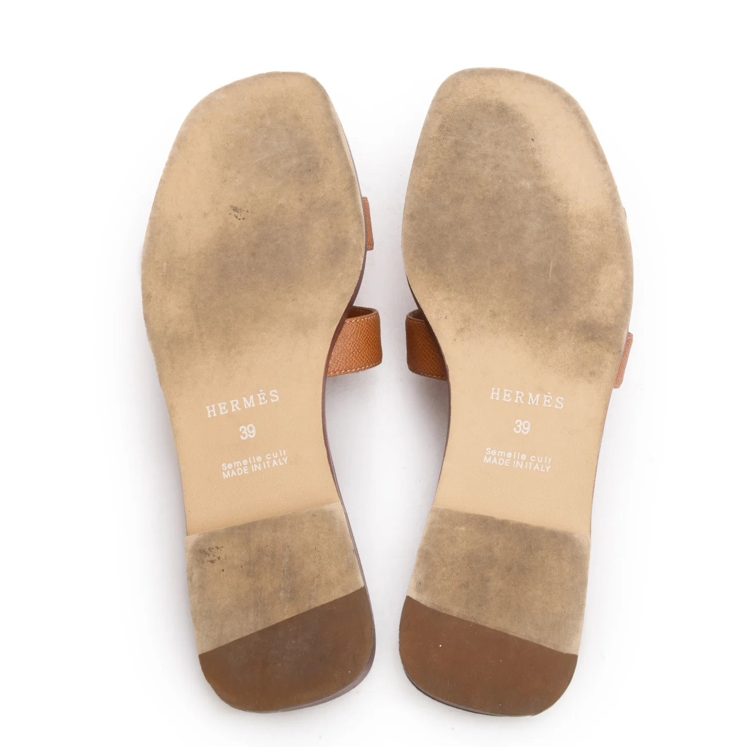 Hermes Gold Epsom Calfskin Oran Sandals, Women's Size 39 w/ Box - Image 6