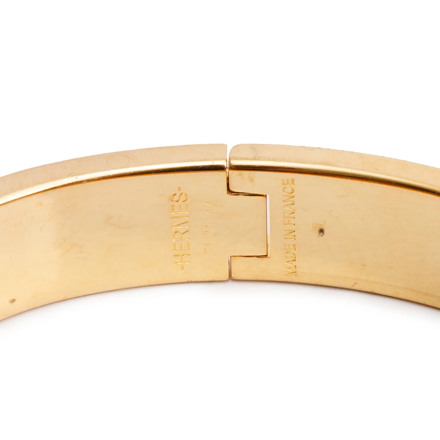 Hermes Gold Plated Blanc Enamel 12 MM Clic H Bracelet w/ Box - Image 3
