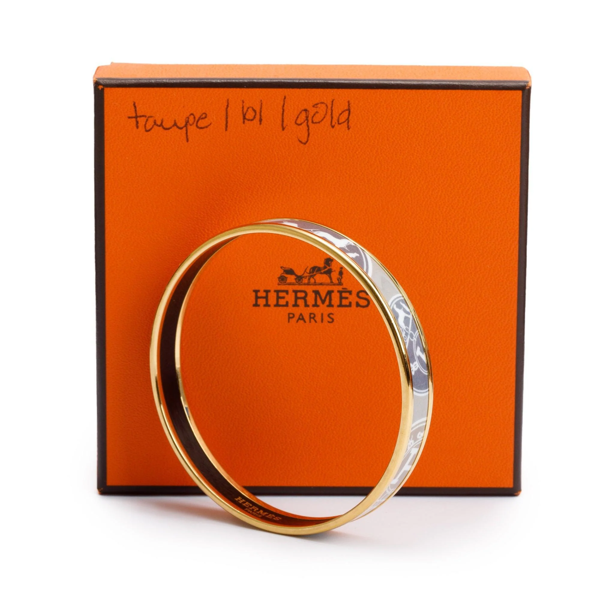 Hermes Gold-Plated Enamel Narrow Bangle w/ Box - Image 2