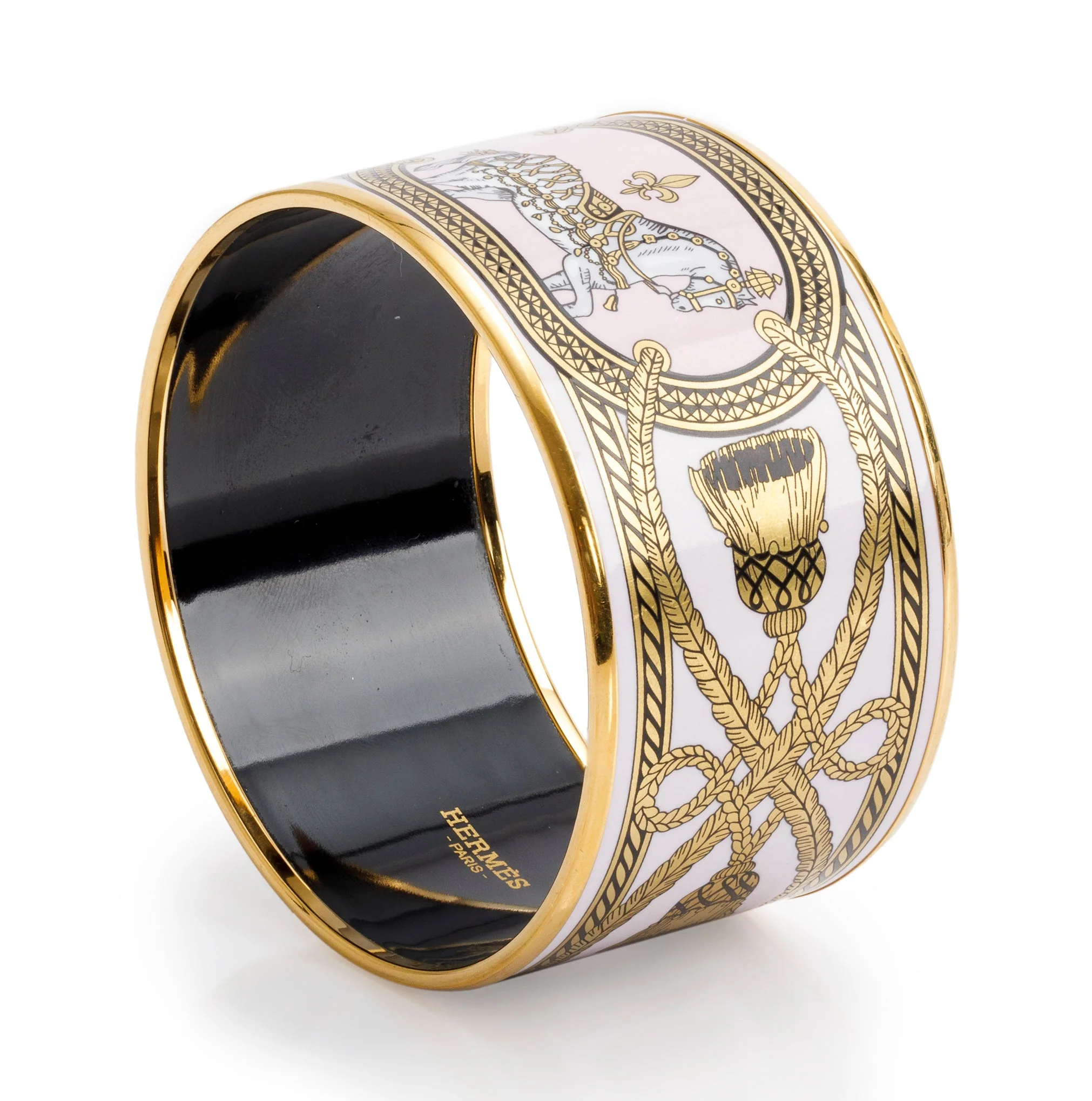 Hermes Gold-Plated 'Grand Apparant' Enamel Extra Wide Bangle - Image 3