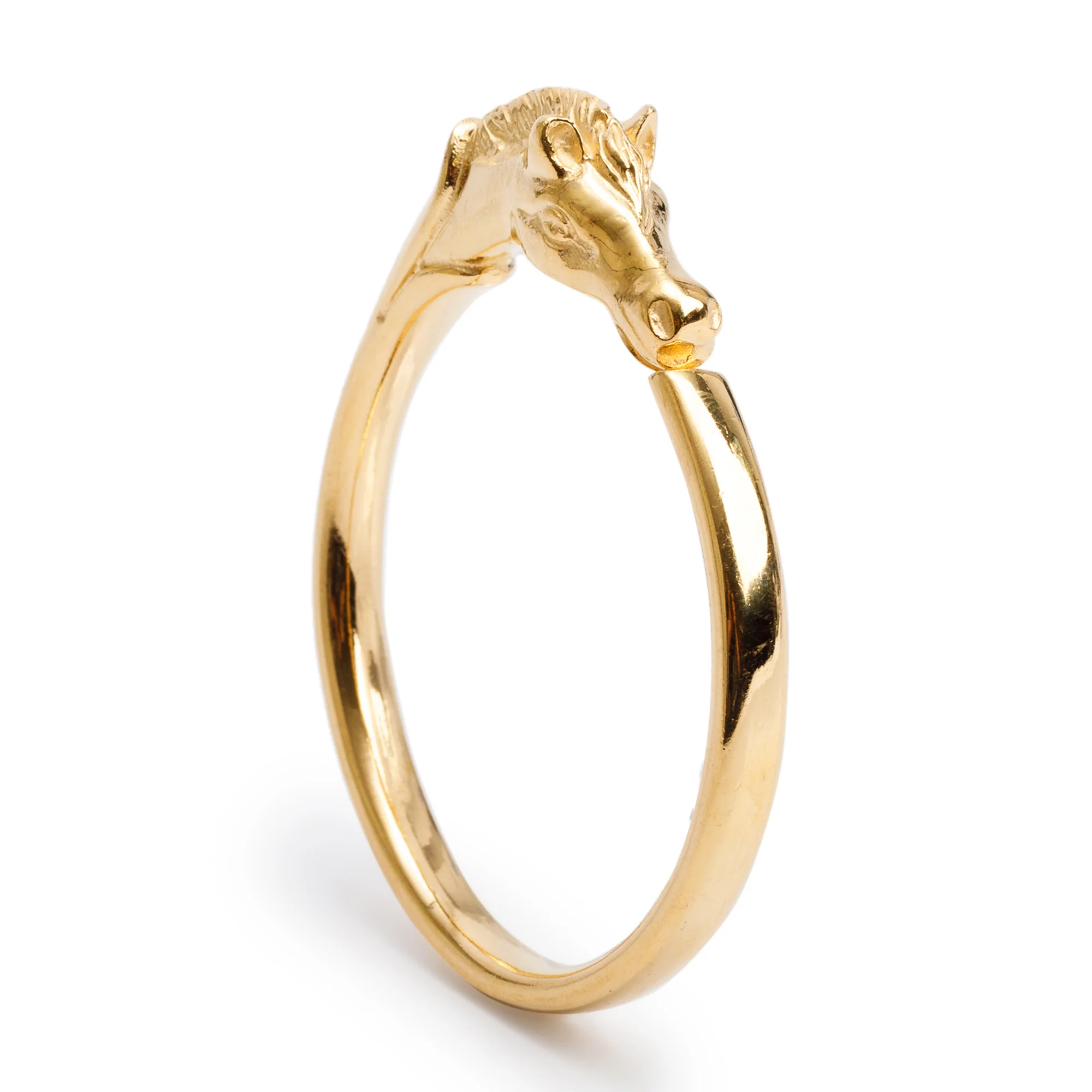Hermes Gold-Plated Horse Head Bangle Bracelet - Image 2