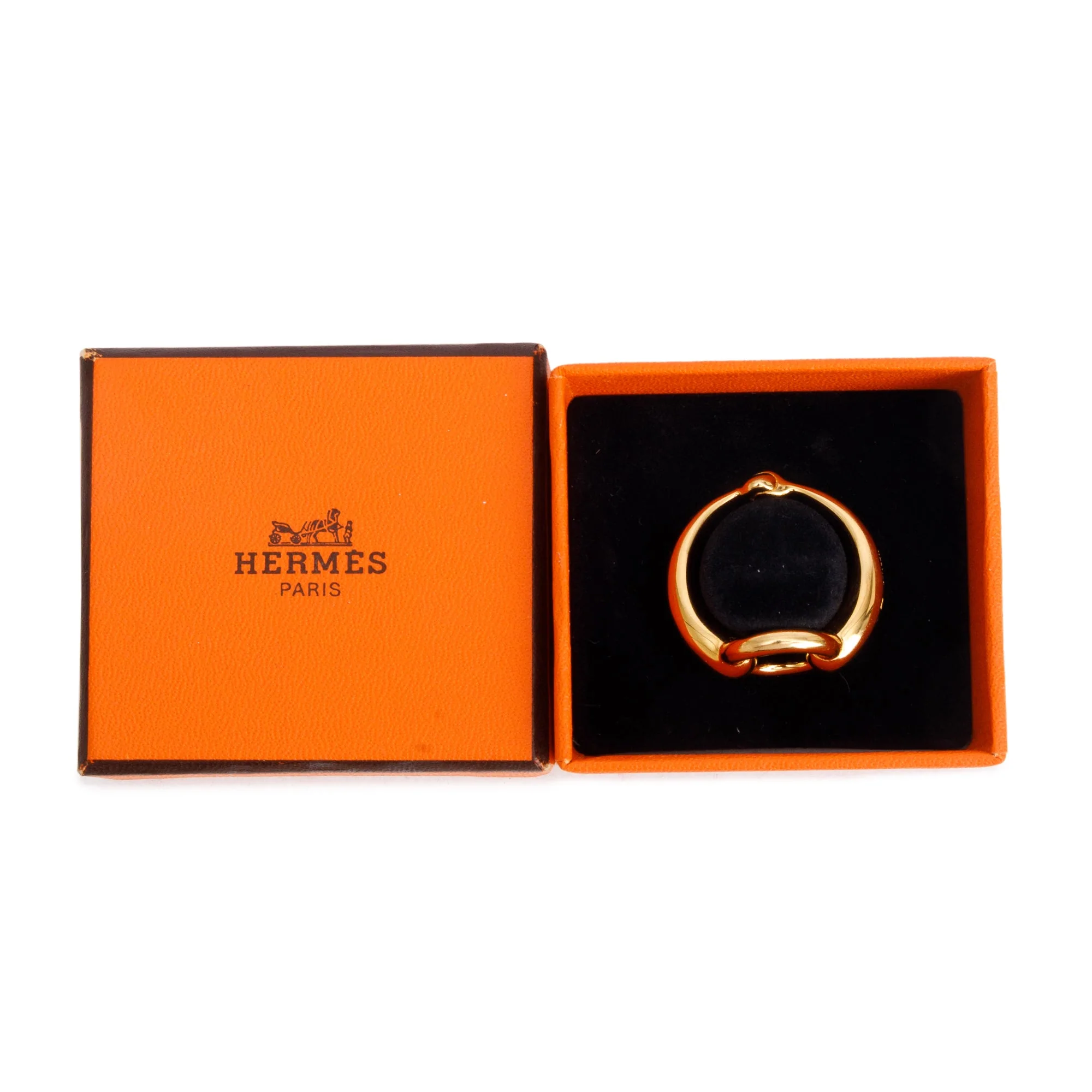 Hermes Gold-Plated Metal Morse Scarf Ring w/ Box - Image 2
