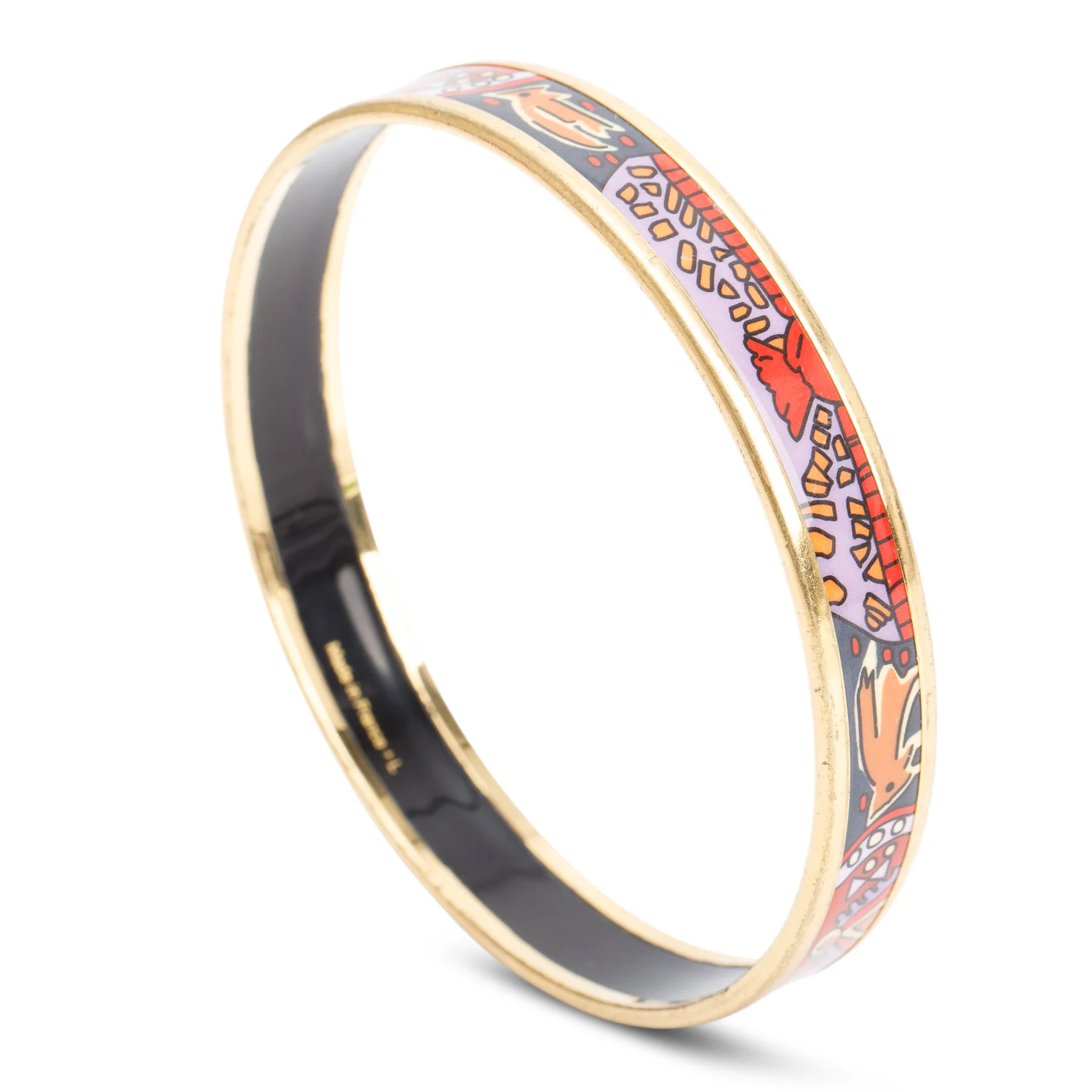 Hermes Gold-Plated Multicolor Enamel Narrow Bangle - Image 2