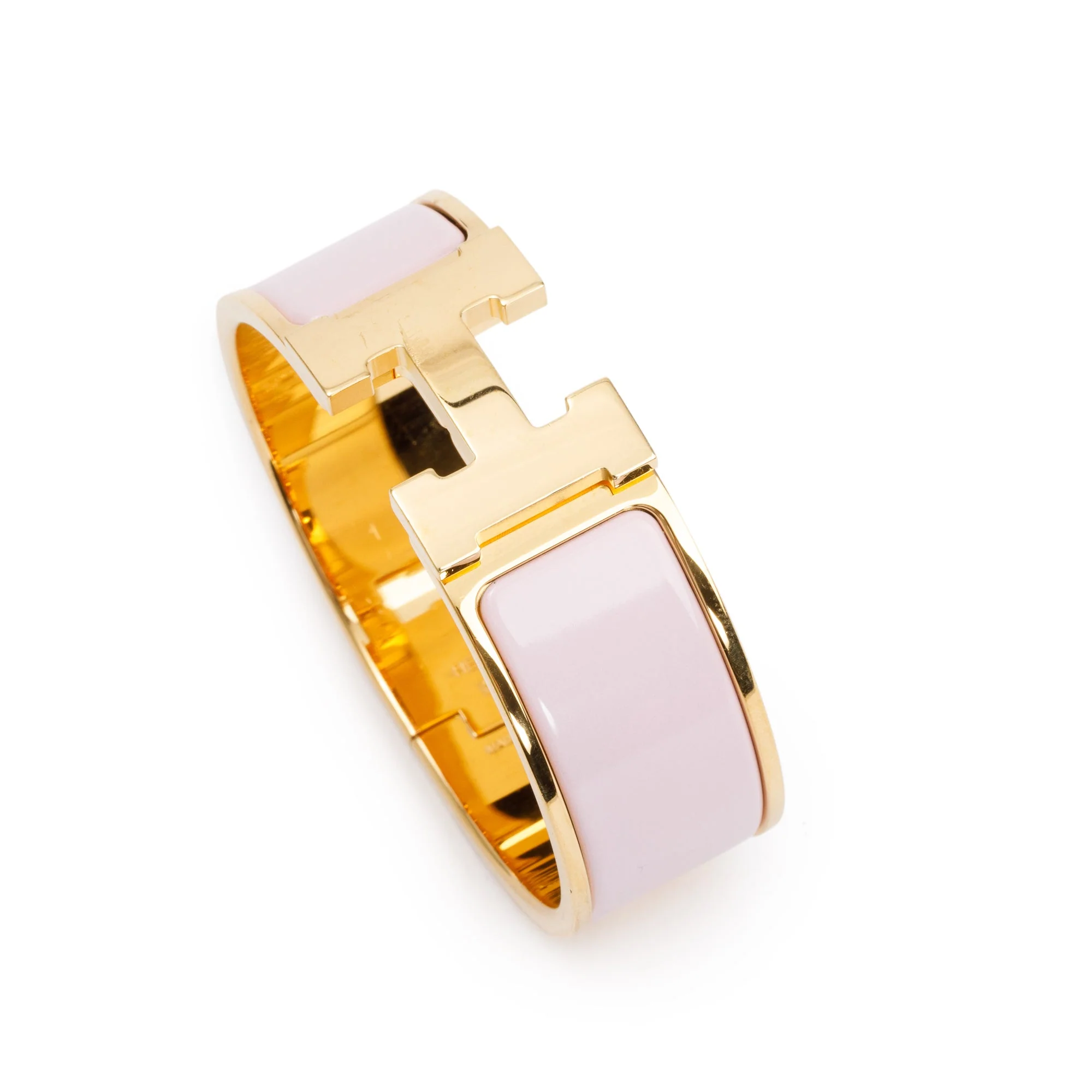 Hermes Gold-Plated Pink Enamel Clic Clac H Bracelet - Image 4