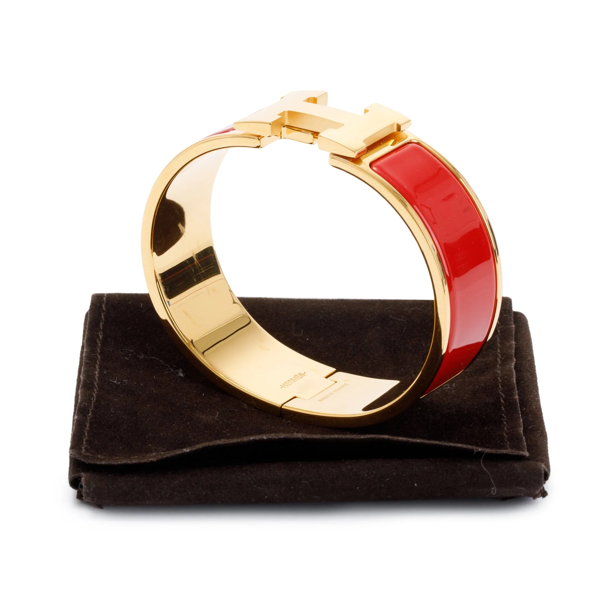 Hermes Gold-Plated Red Enamel Clic Clac H Bracelet - Image 2