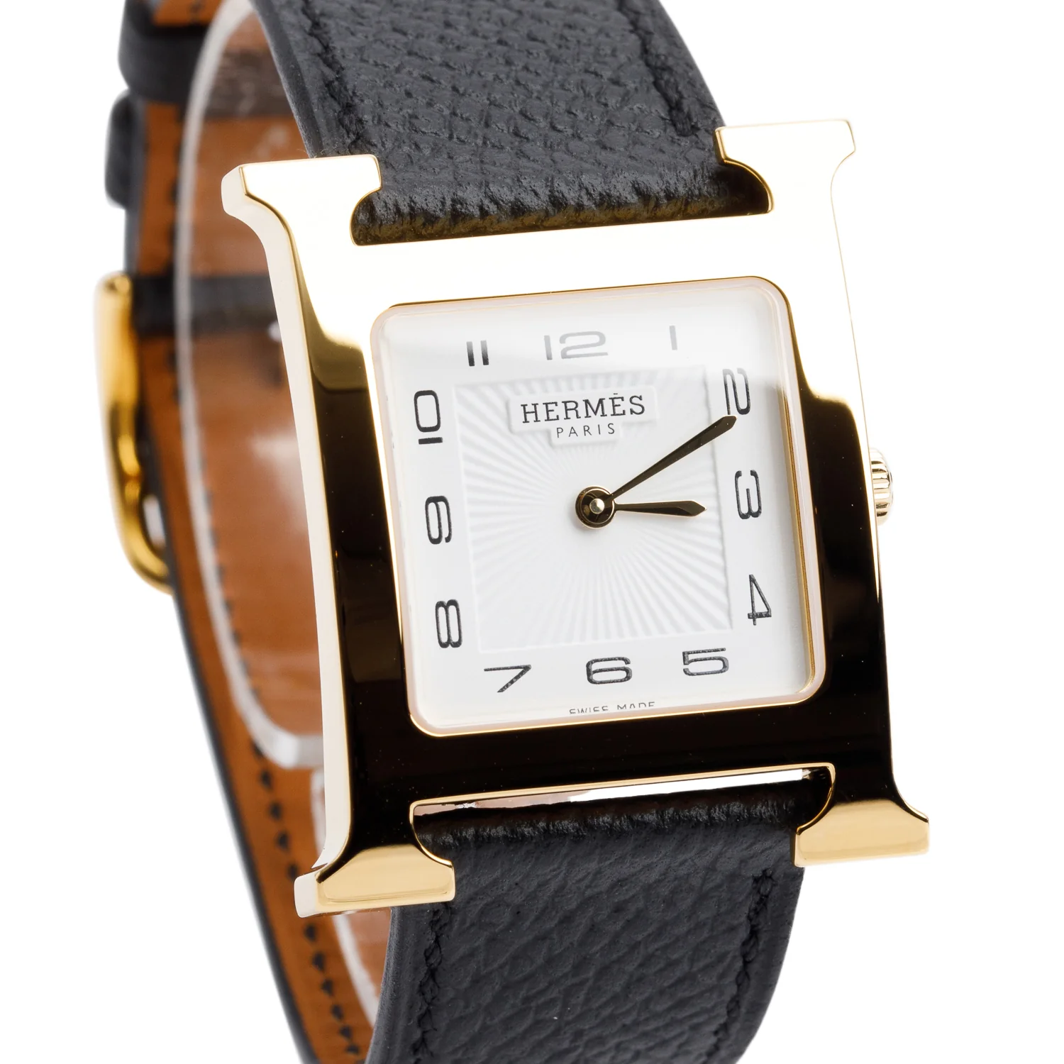 Hermes Gold Plated Stainless Steel Heure H Medium Model 30 MM Watch w/ Box - Image 3