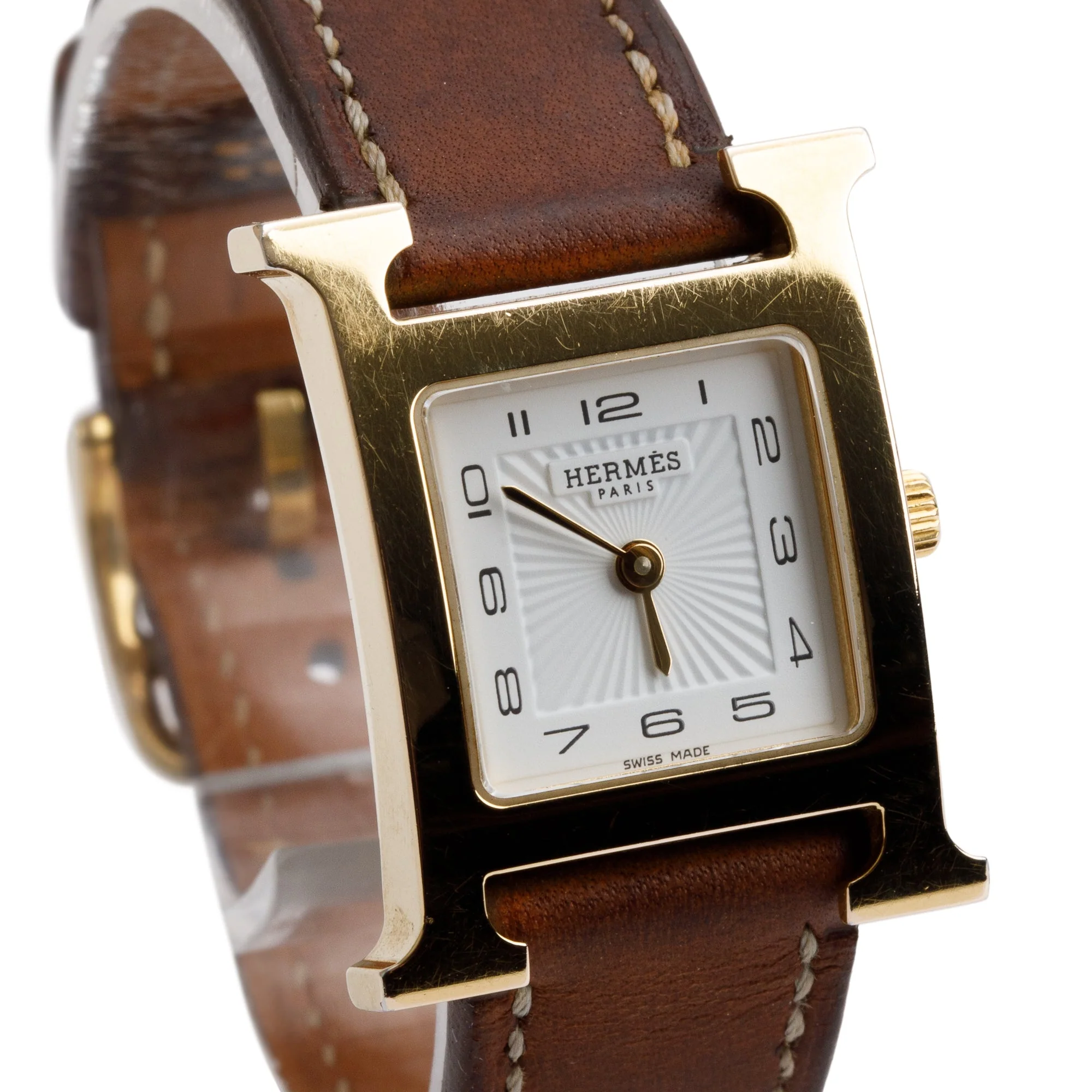 Hermes Gold Plated Stainless Steel Heure H Mini Model 21 MM Watch - Image 2