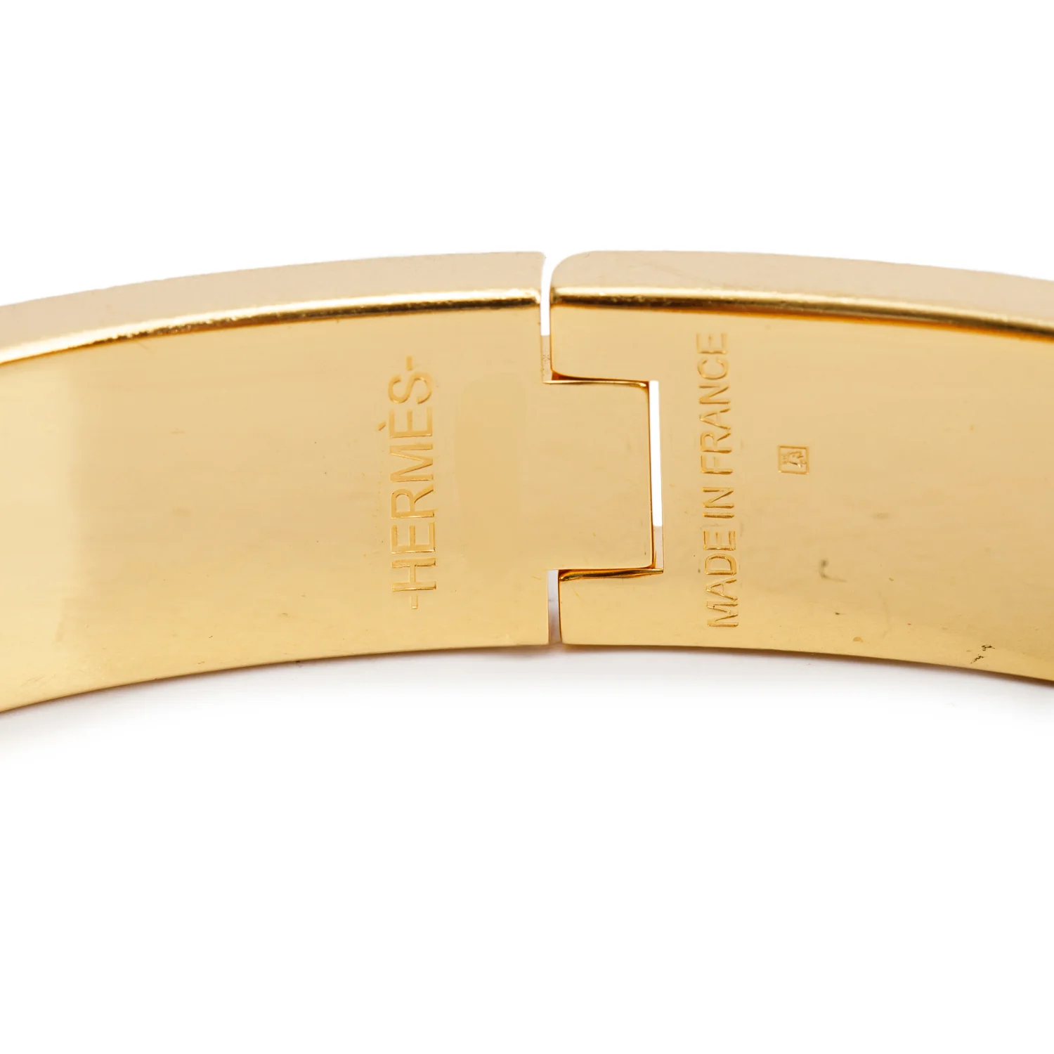 Hermes Gold Plated White Enamel 12 MM Clic H Bracelet - Image 2