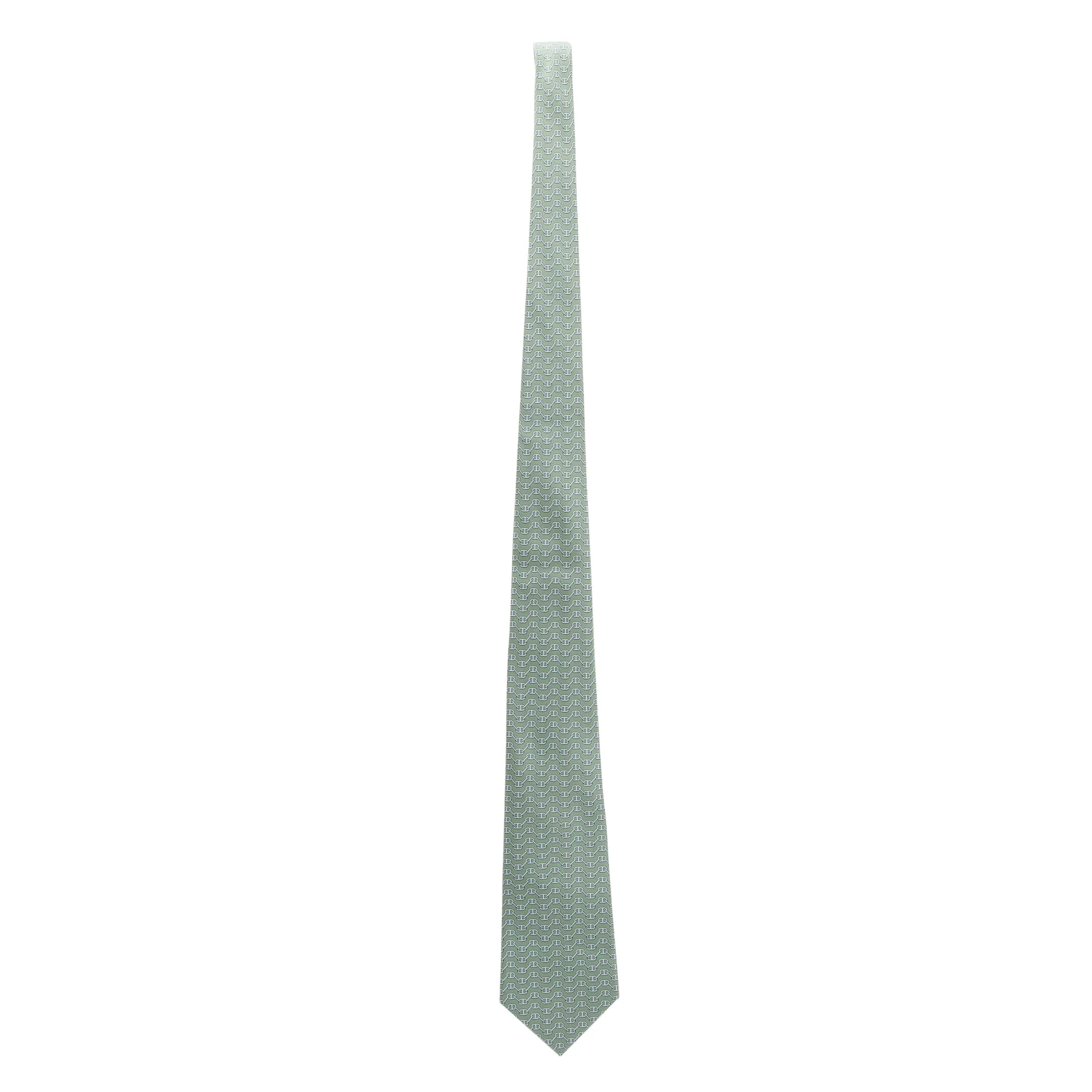 Hermes Green 5325 TA Printed Silk Tie - Image 2