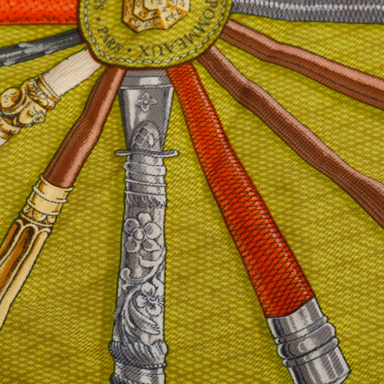 Hermes Green Multicolor 'Cannes & Pommeaux' Pocket Square Silk Scarf 45 - Image 2