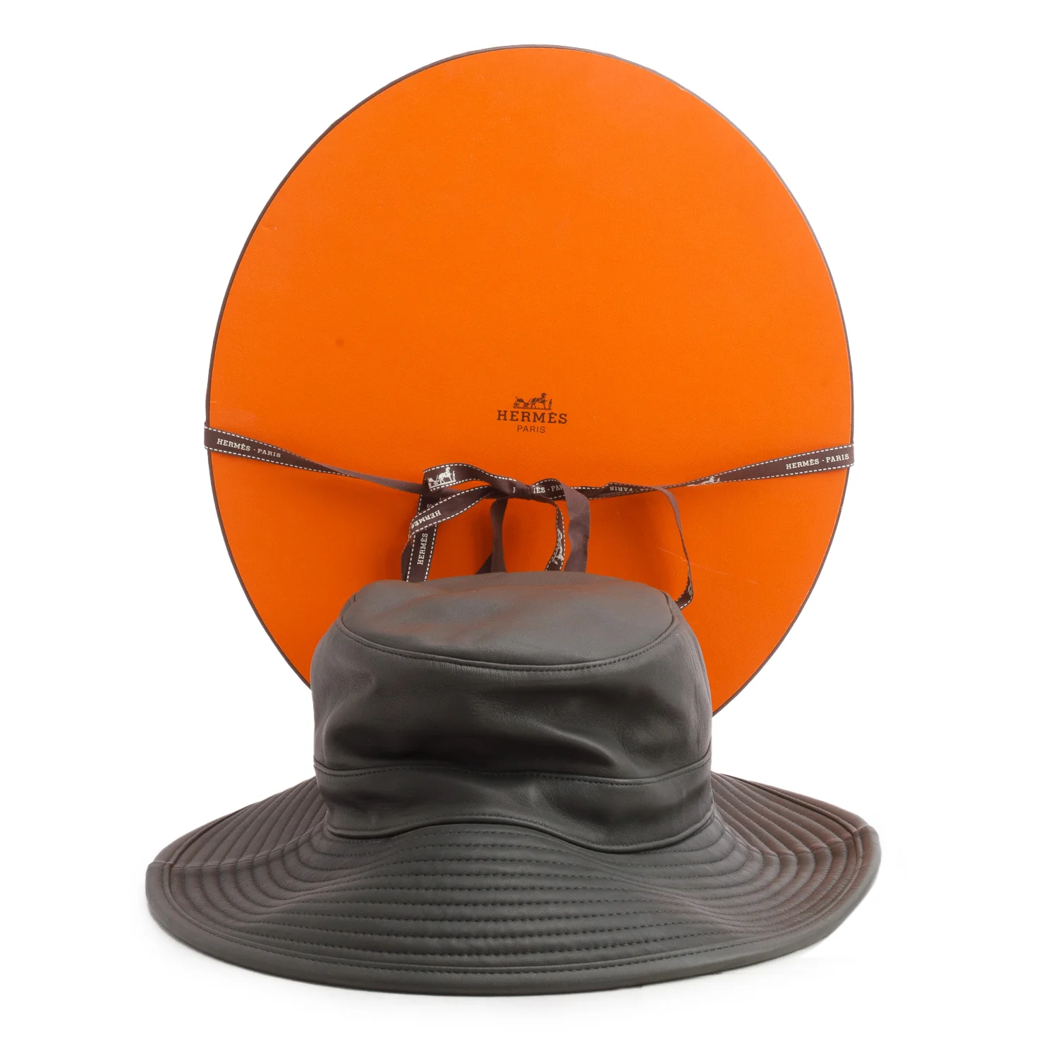 Hermes Grey Lambskin Bucket Hat, Size 58 w/ Box - Image 2