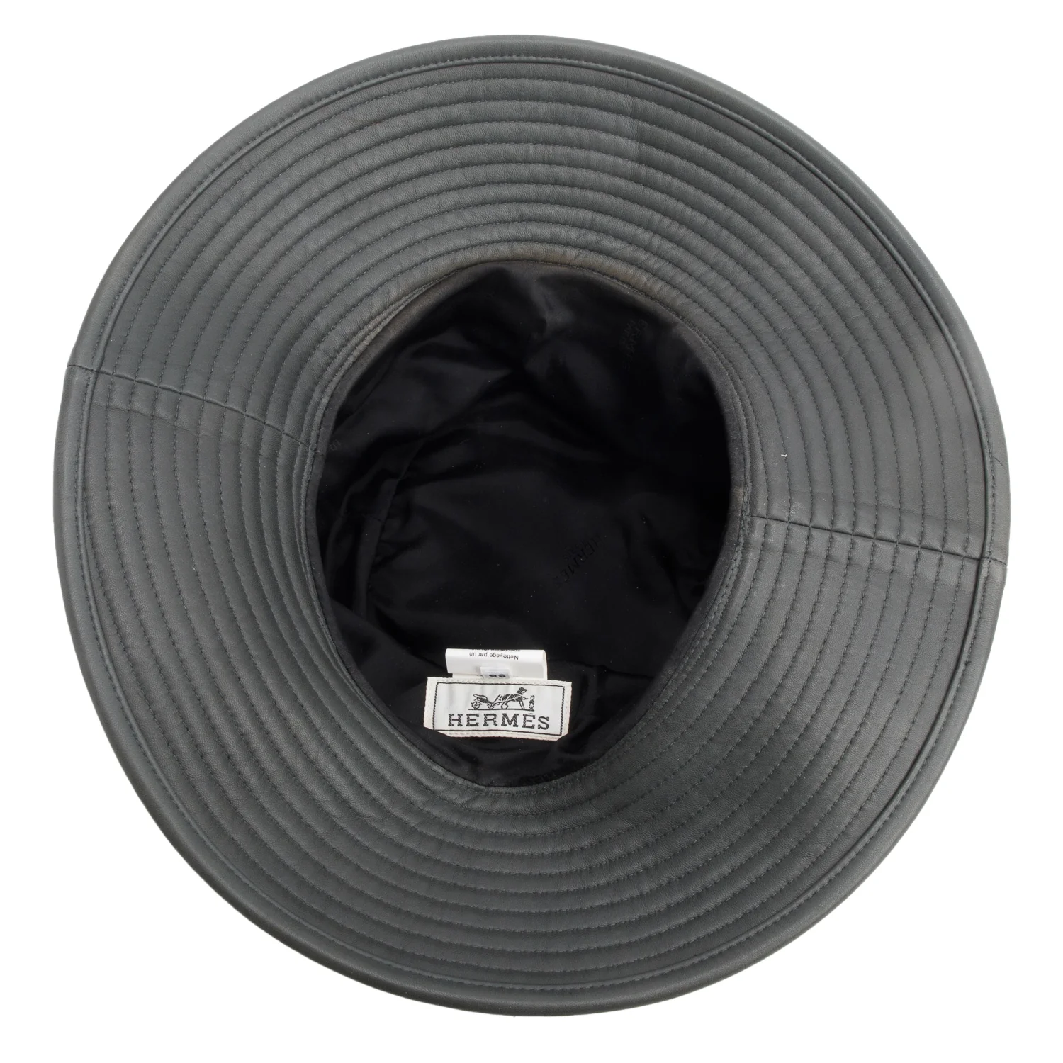 Hermes Grey Lambskin Bucket Hat, Size 58 w/ Box - Image 4