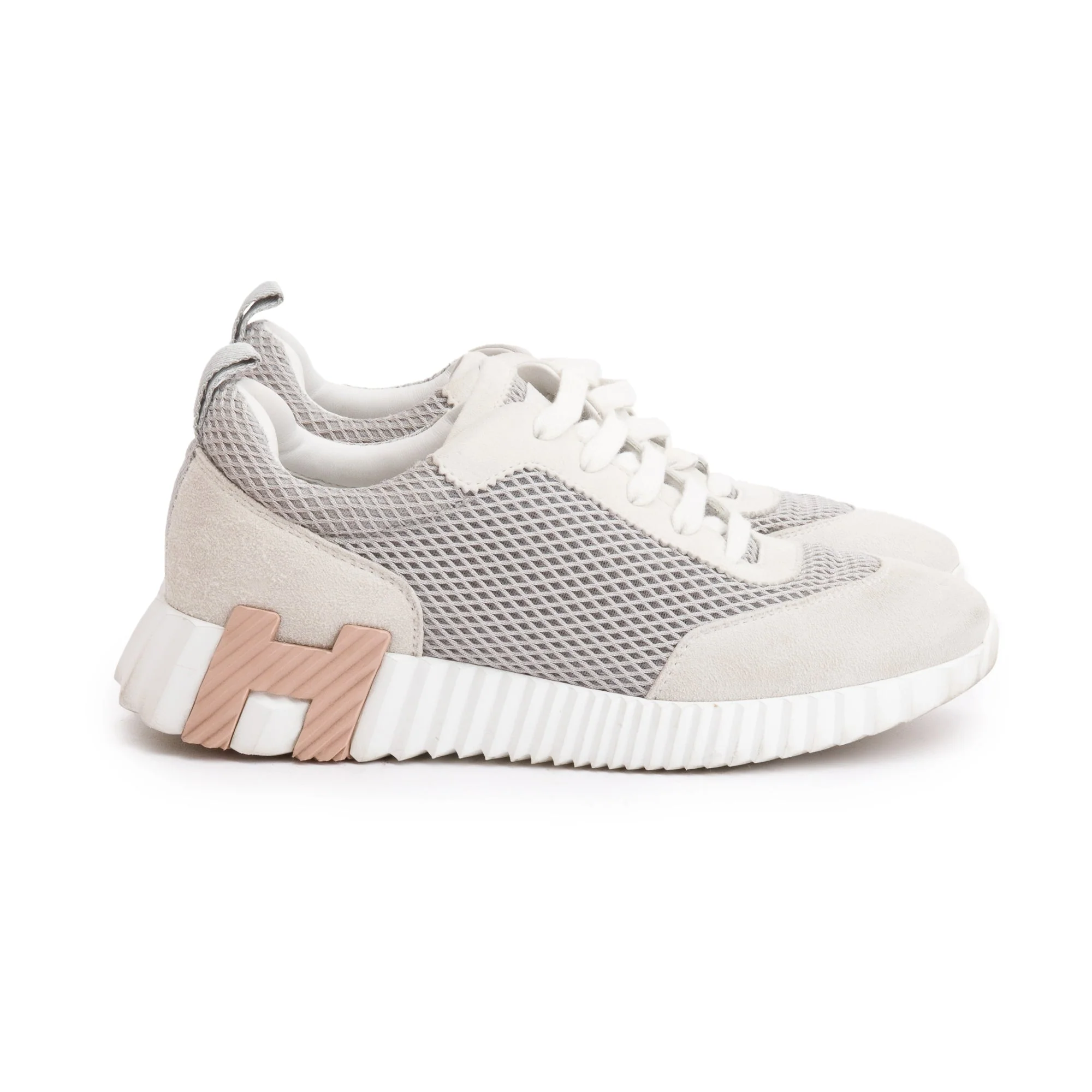 Hermes Grey Mesh Suede Bouncing Sneakers, Size 36 w/ Box - Image 5