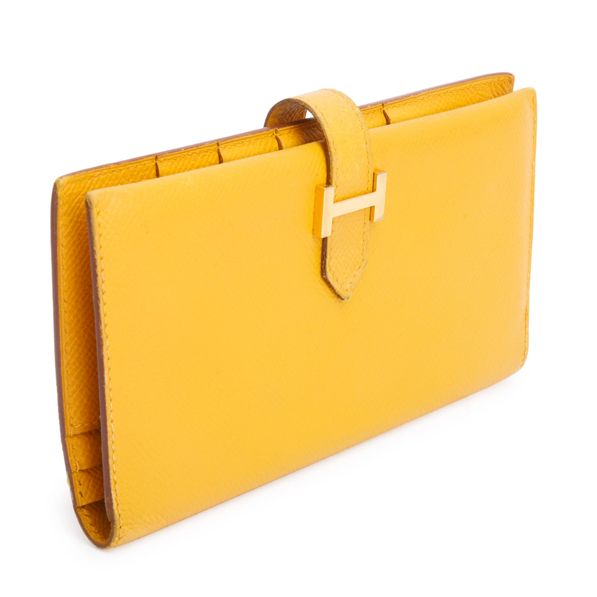Hermes Jaune Epsom Leather Bearn Gusset Wallet w/ Box - Image 3
