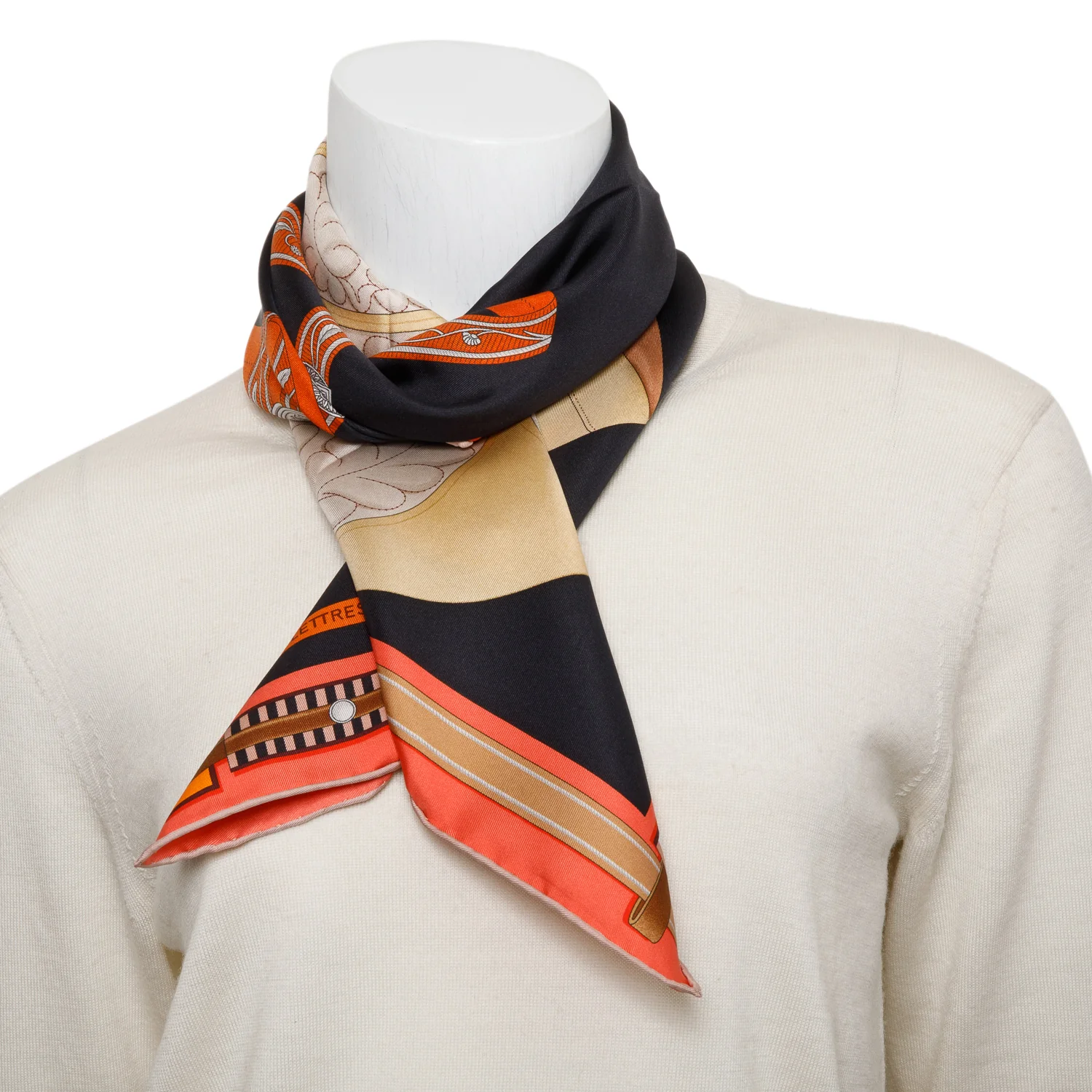 Hermes 'Lettres Equestres' Silk Scarf 90 w/ Box - Image 2