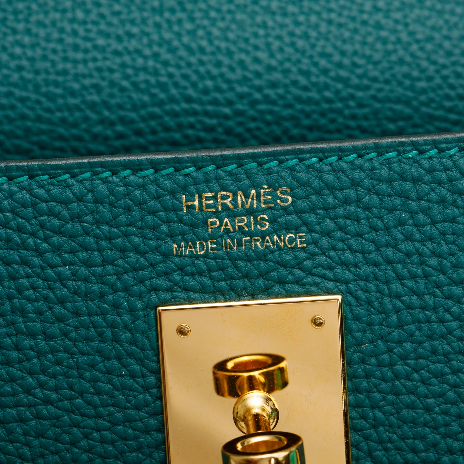 Hermes Malachite Togo Kelly Retourne 35 w/ Strap & Box - Image 10