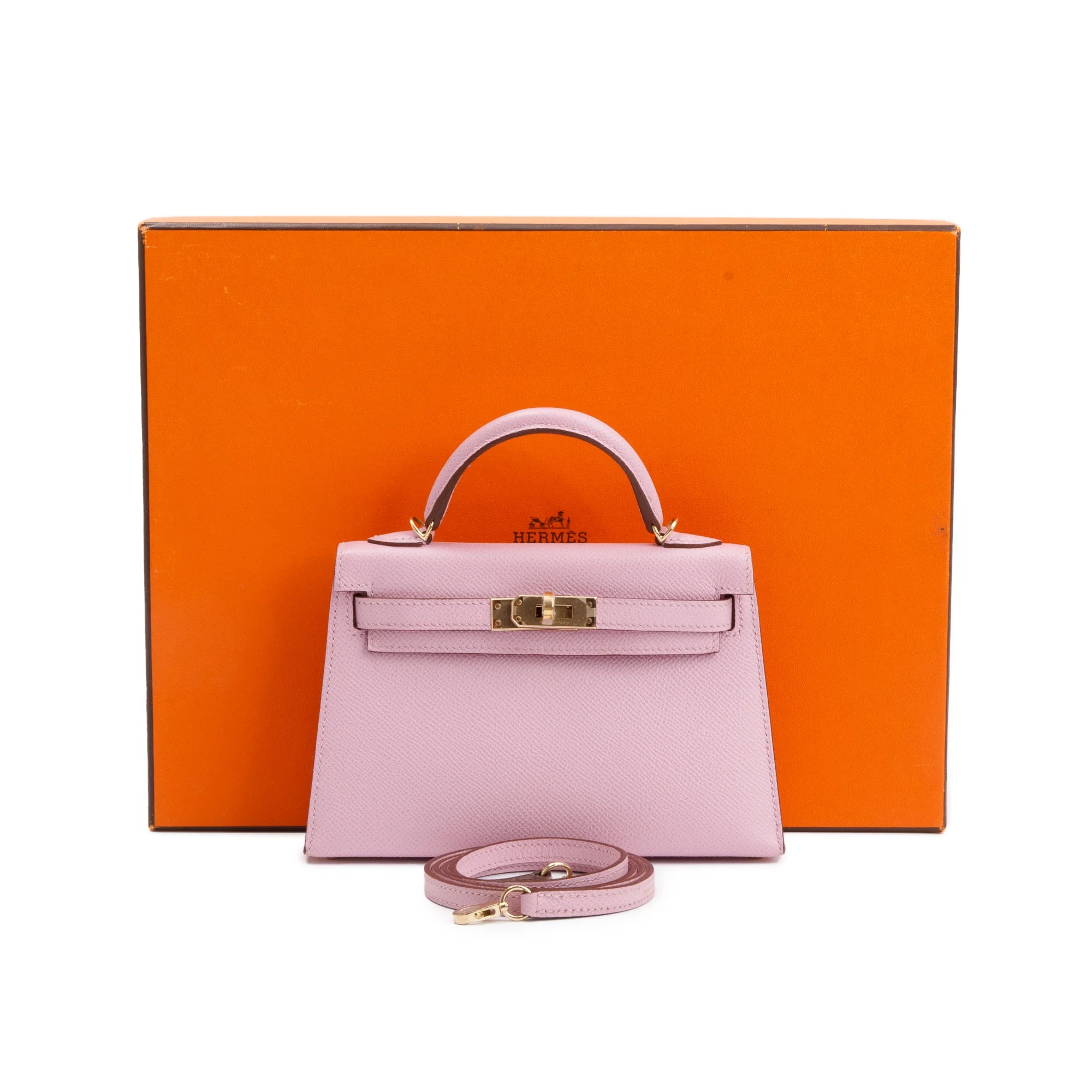 Hermes Mauve Sylvestre Epsom Leather Mini Kelly II Sellier 20 w/ Box & Strap - Image 2