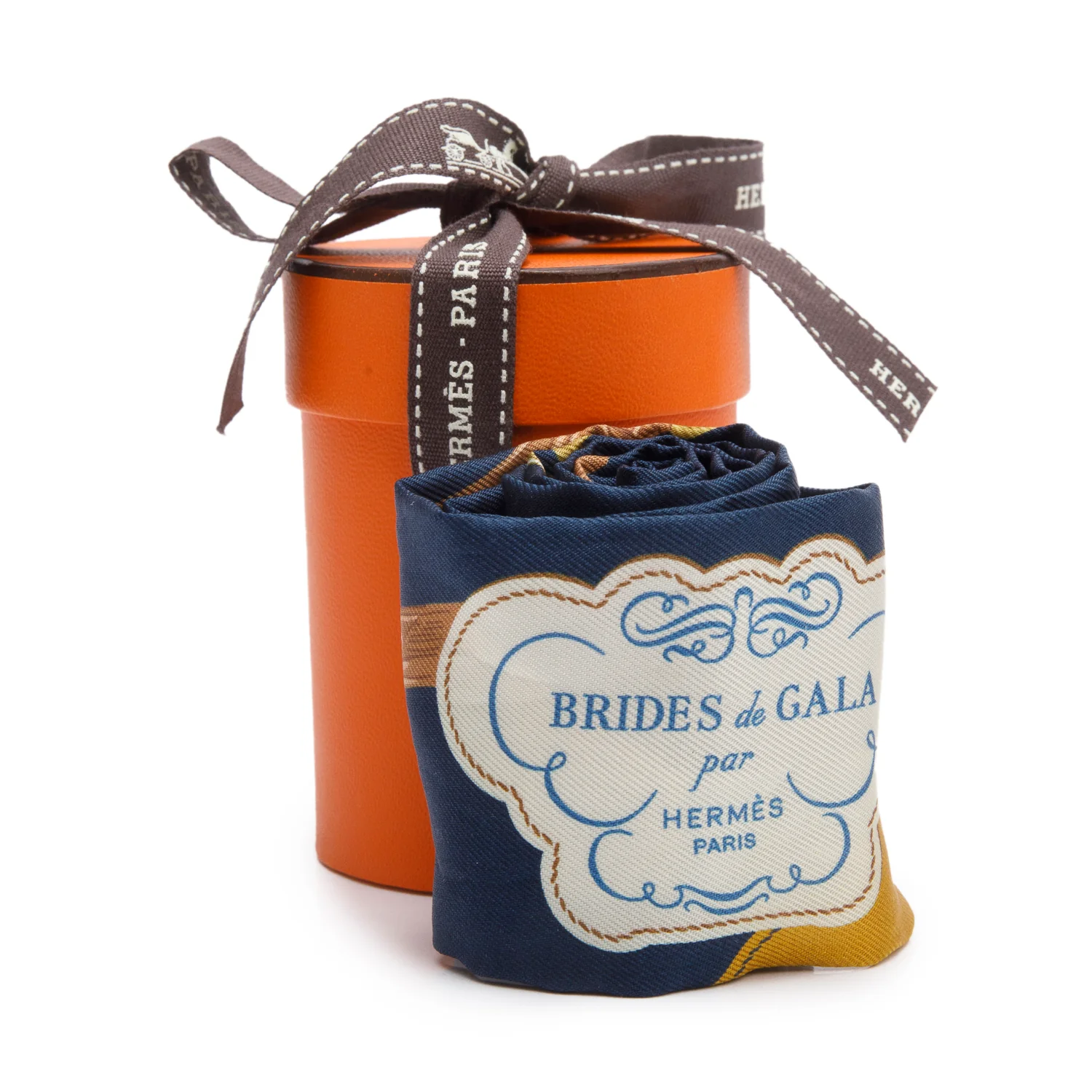 Hermes Navy Multicolor 'Brides de Gala' Silk Twilly w/ Box - Image 2