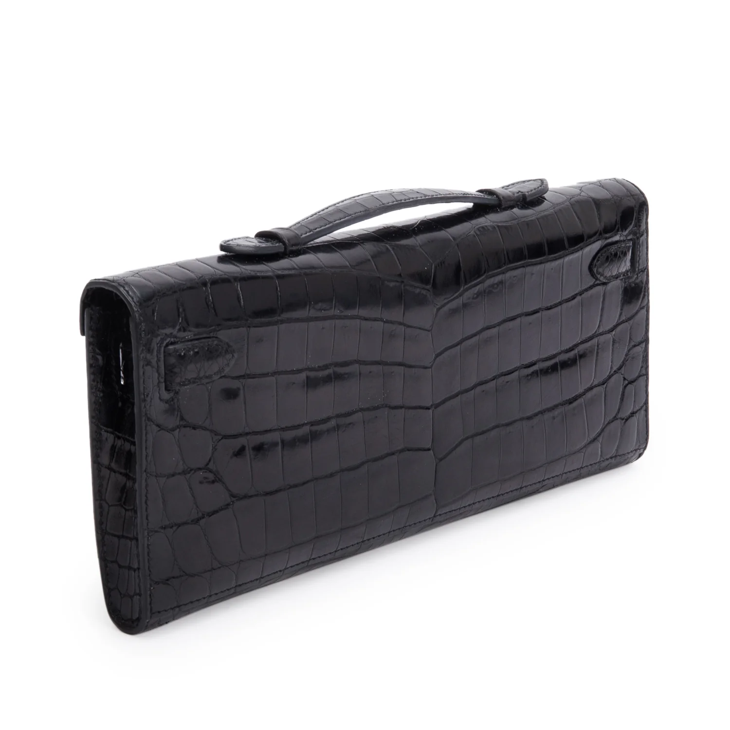 Hermes Noir Crocodile Niloticus Kelly Cut Clutch - Image 4
