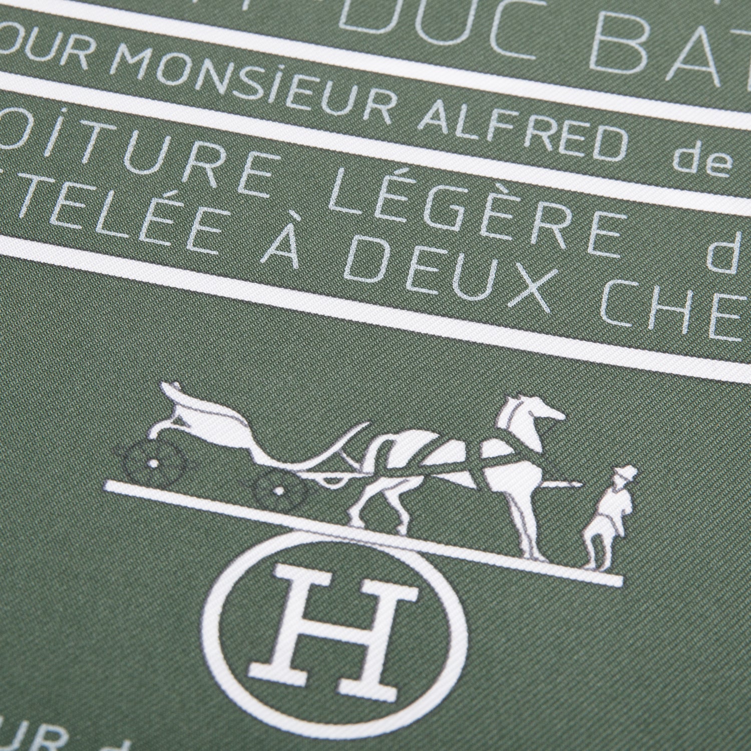 Hermes Noir/Kaki/Creme 'Petit Duc' Silk Scarf 90 w/ Box - Image 5
