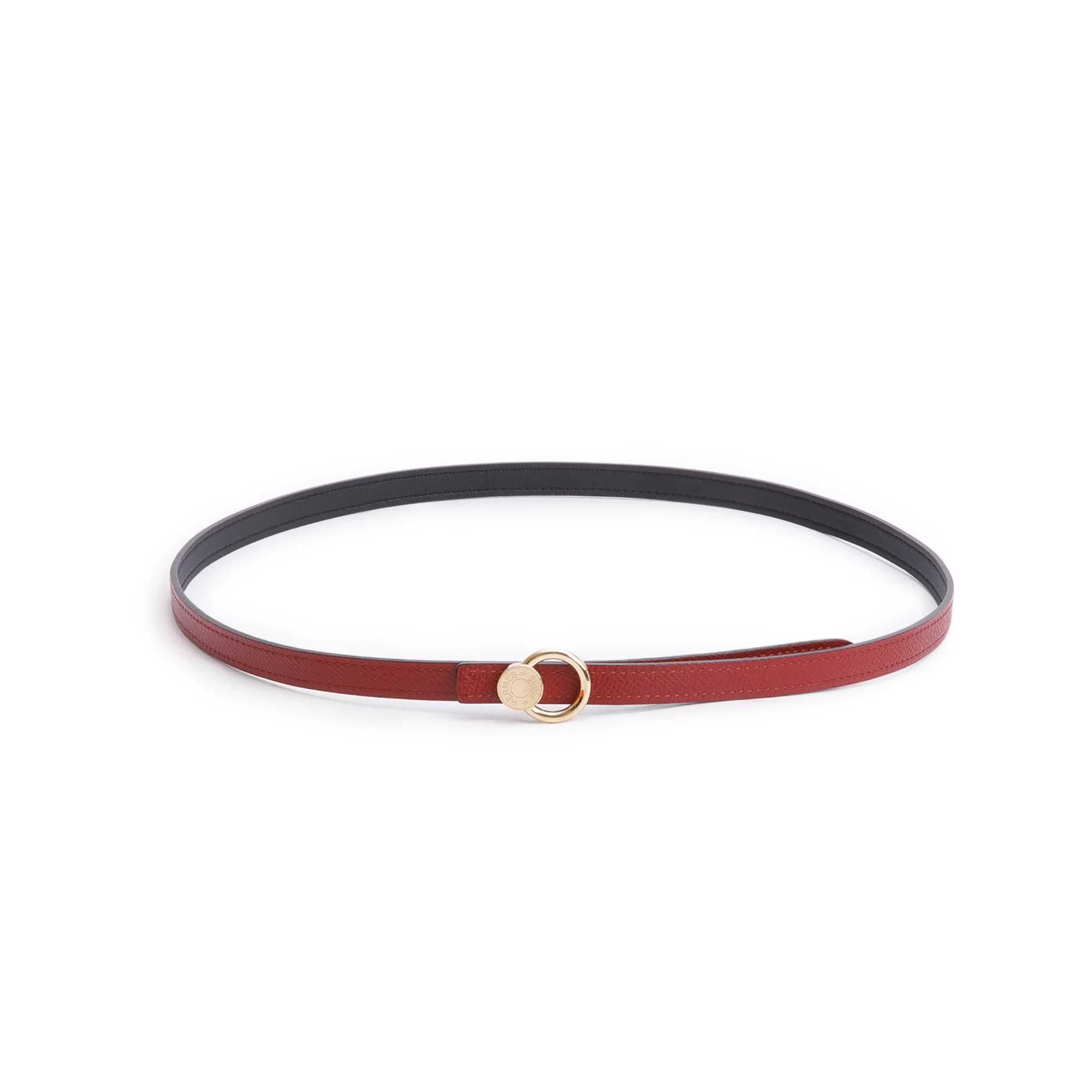 Hermes Noir/Rouge H Swift & Epsom Leather Reversible 13 MM Gold Plated Clou De Selle Belt Kit w/ Box