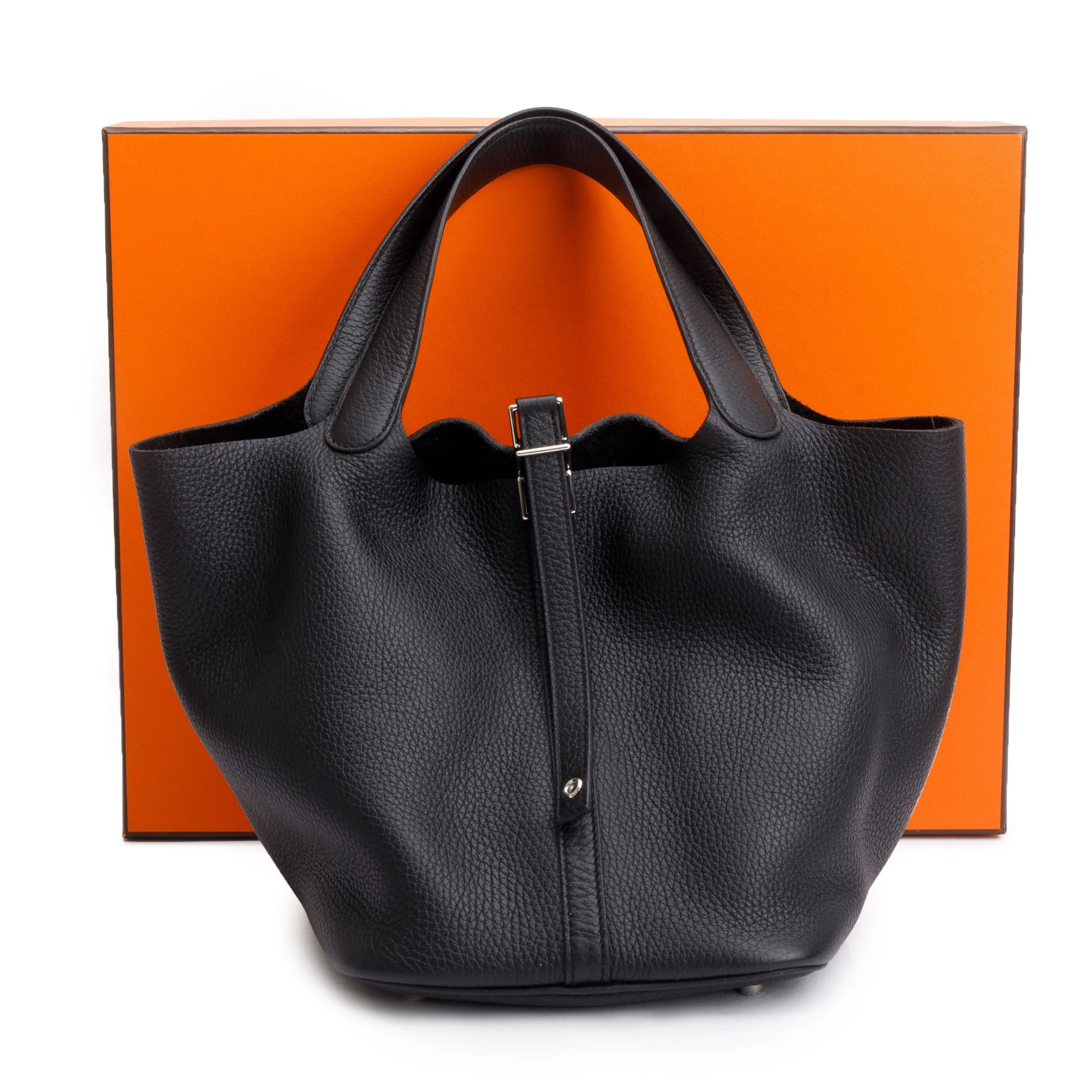 Hermes Noir So Black Taurillon Clemence Picotin Lock 22 w/ Box - Image 2