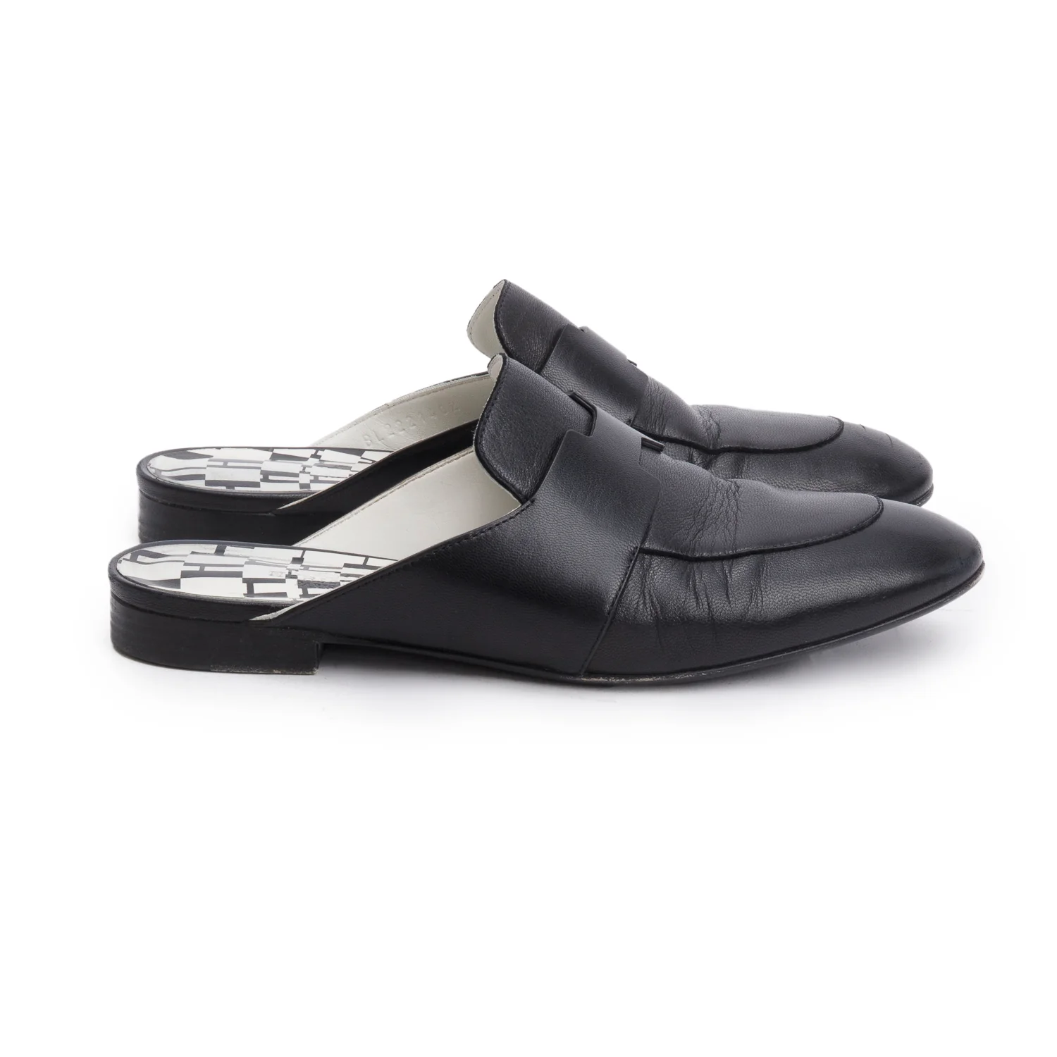 Hermes Noir Supple Goatskin Leather Catena Mules, Size 38.5 w/ Box - Image 3