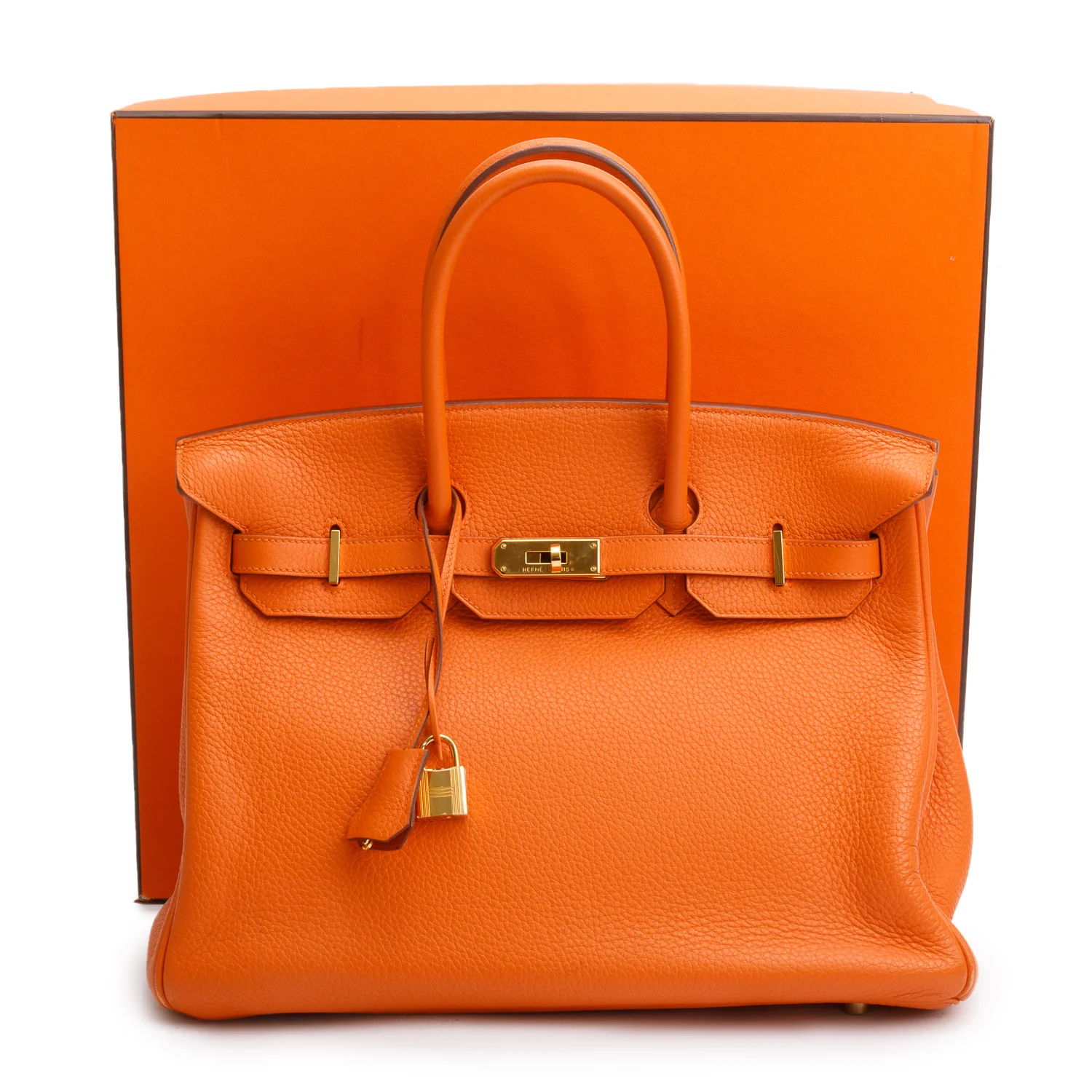 Hermes Orange Clemence Birkin 35 w/ Box - Image 2