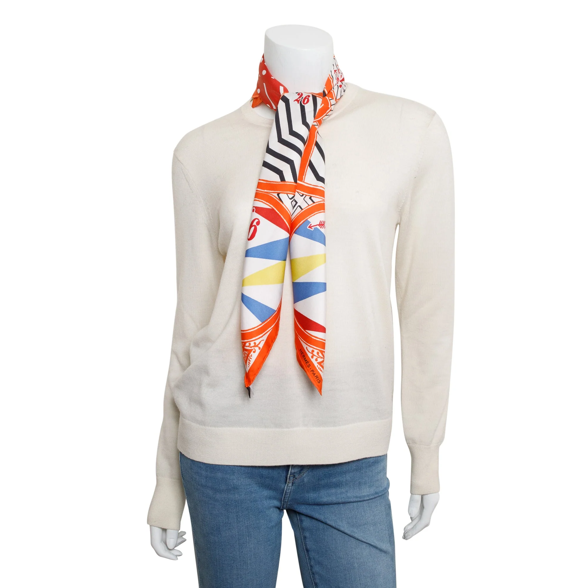 Hermes Orange 'Jeu de Soie' Silk Scarf 90 - Image 2