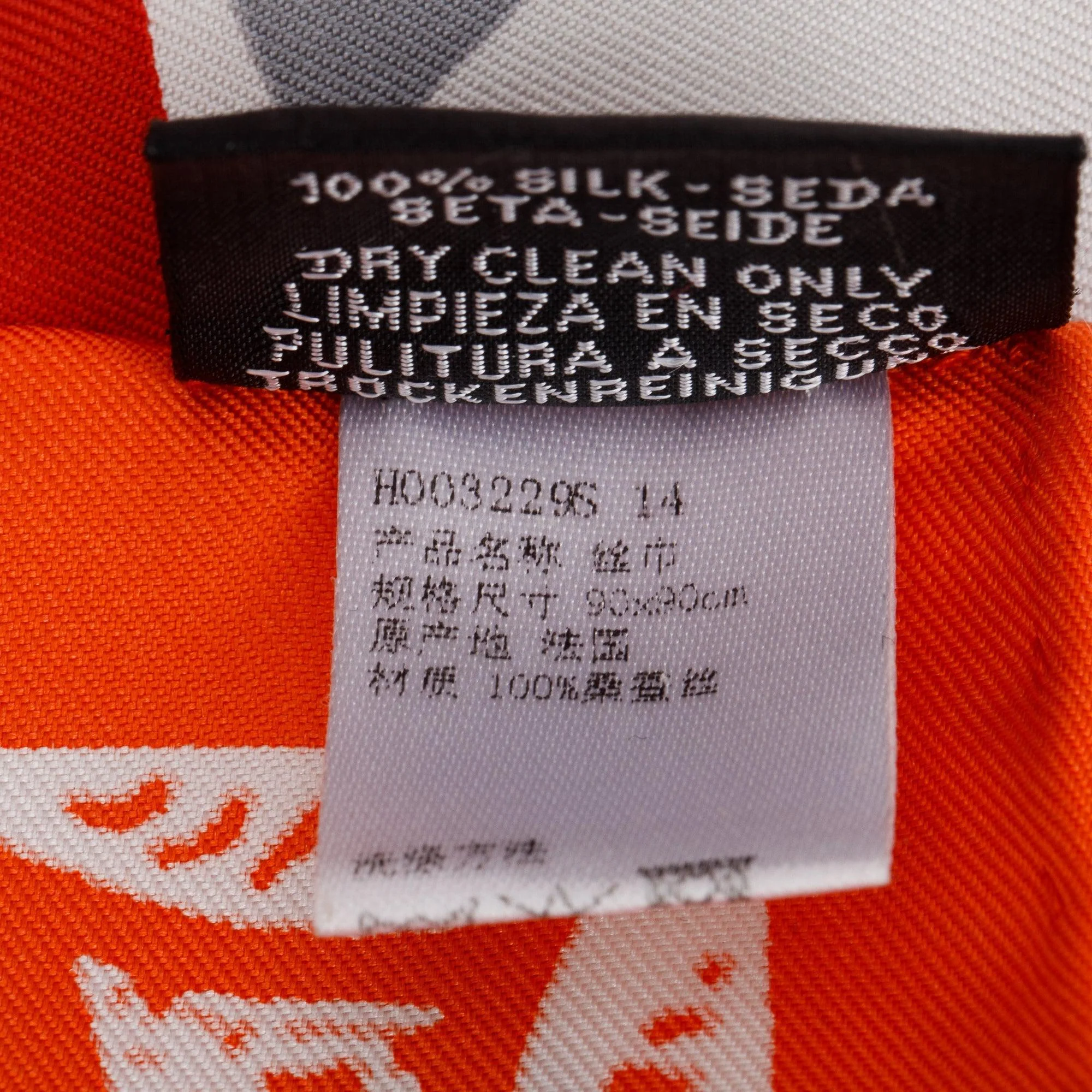 Hermes Orange 'Jeu de Soie' Silk Scarf 90 - Image 6