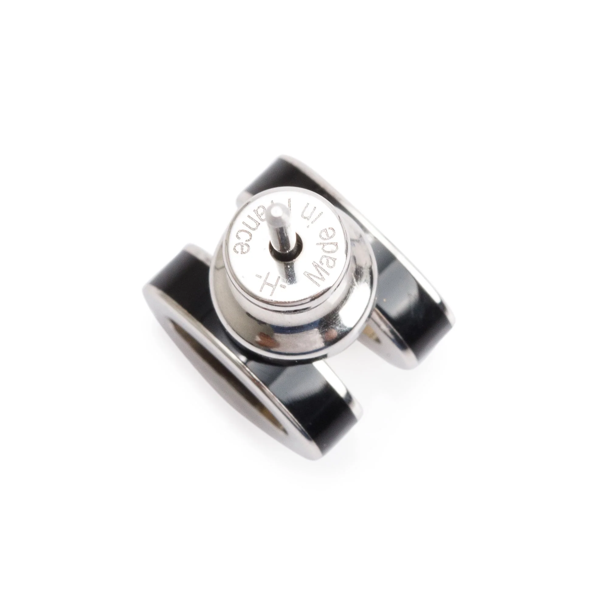 Hermes Palladium Plated Black Lacquered Mini Pop H Earrings - Image 3