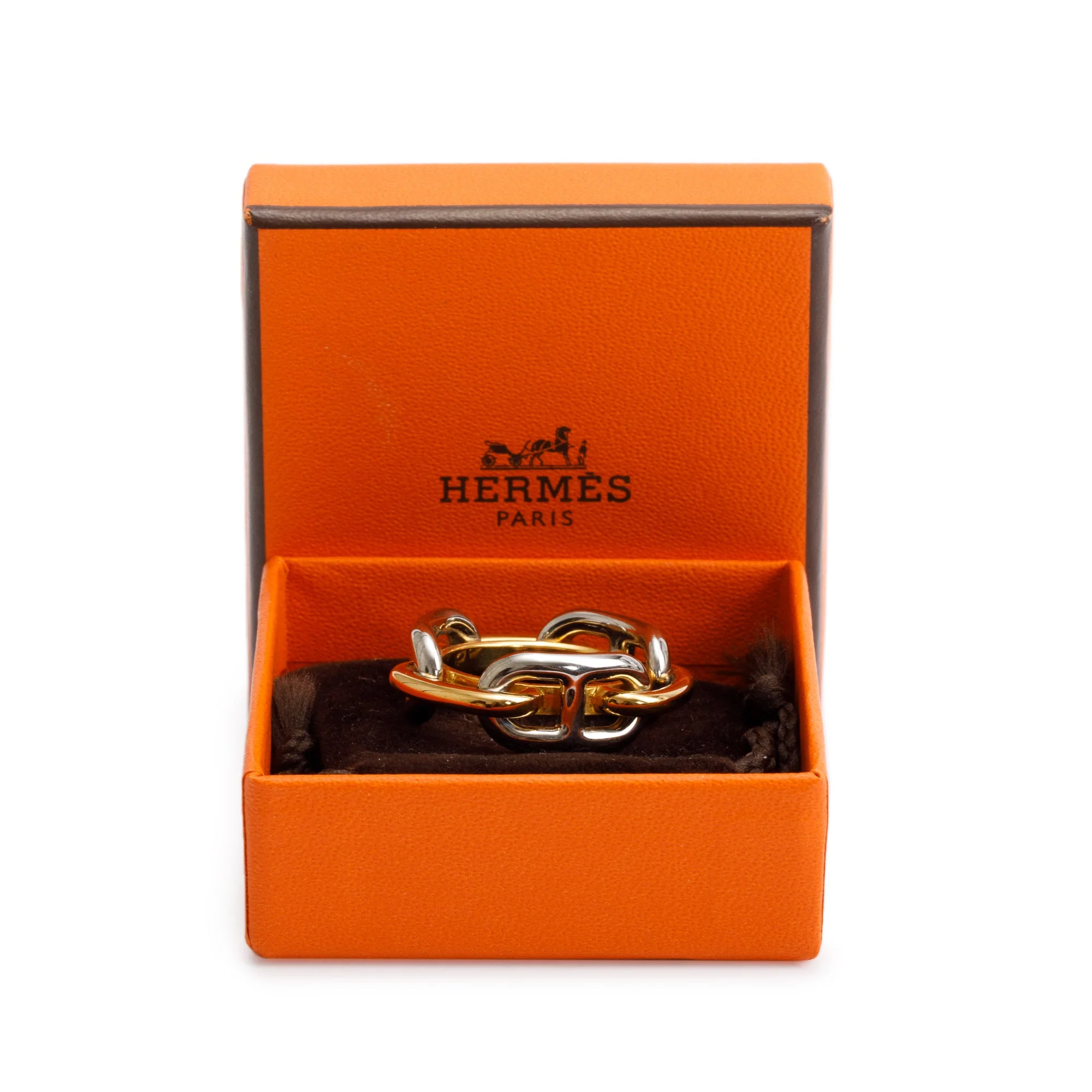 Hermes Palladium-Plated & Brass Regate Scarf Ring w/ Box - Image 2