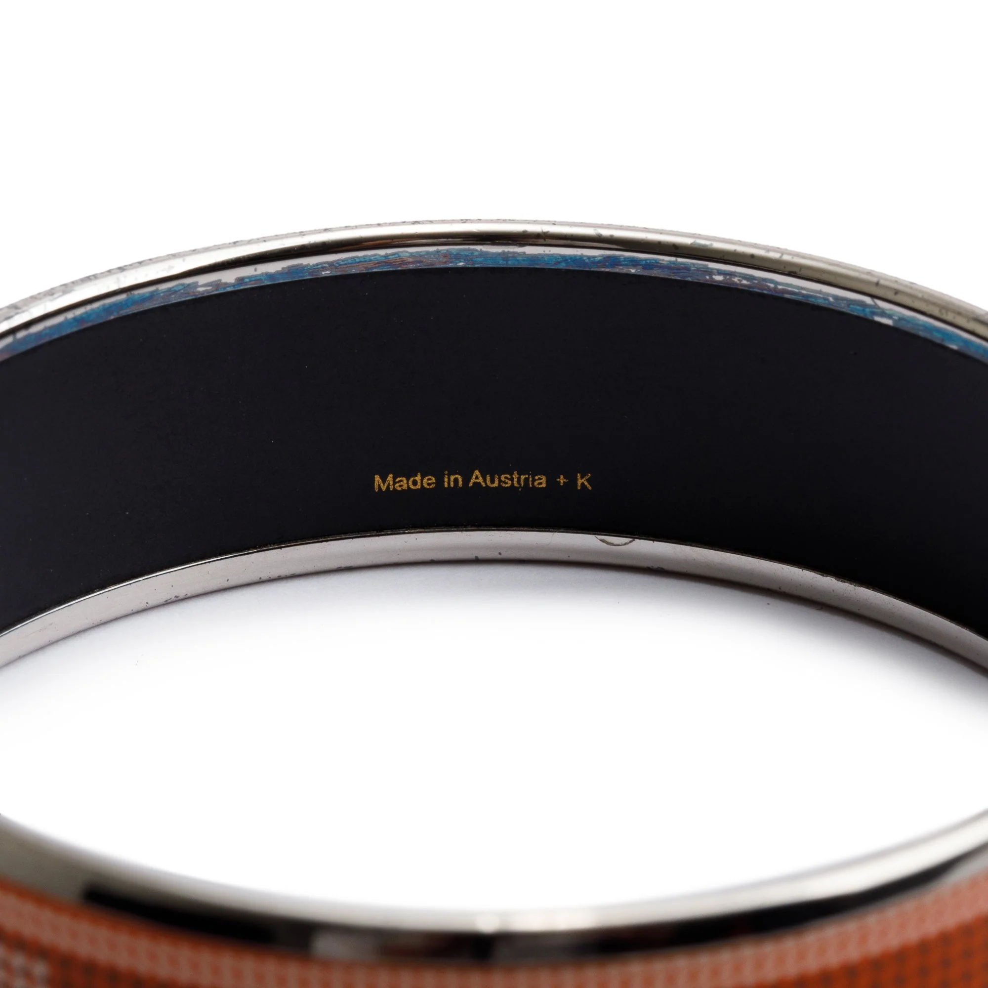 Hermes Palladium-Plated Enamel Wide Bangle w/ Box - Image 3