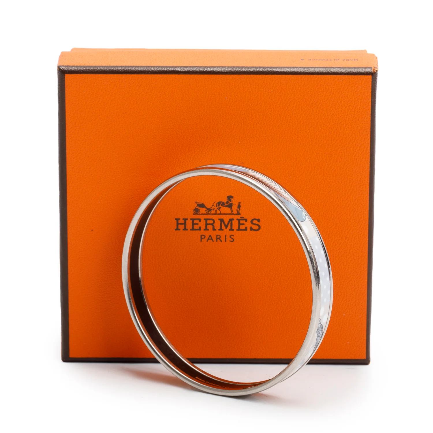 Hermes Palladium-Plated Incolore Fin Clic Clac A Pois Enamel Narrow Bangle w/ Box & Receipt - Image 2