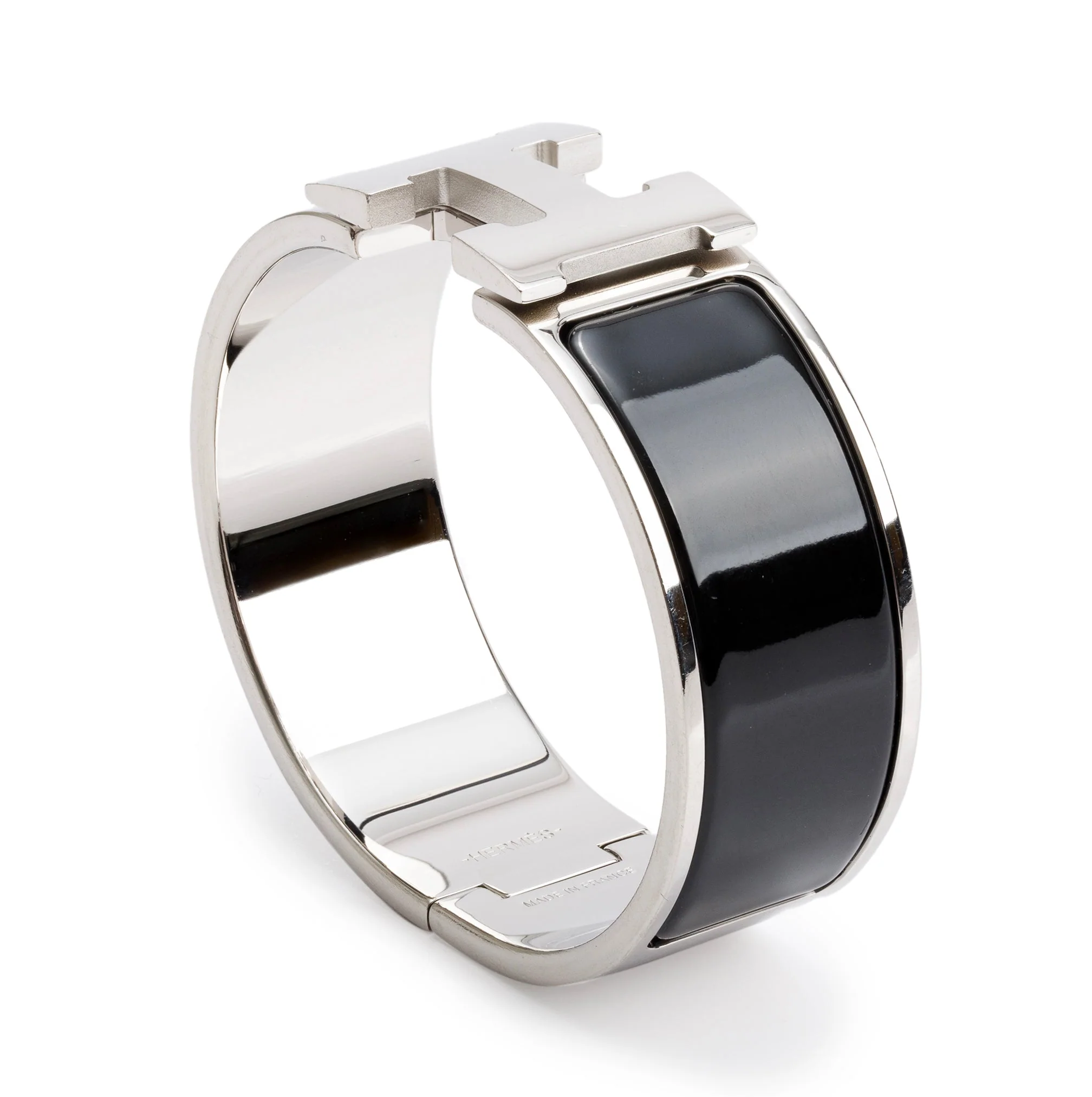 Hermes Palladium-Plated Noir Enamel Clic Clac H Bracelet - Image 2