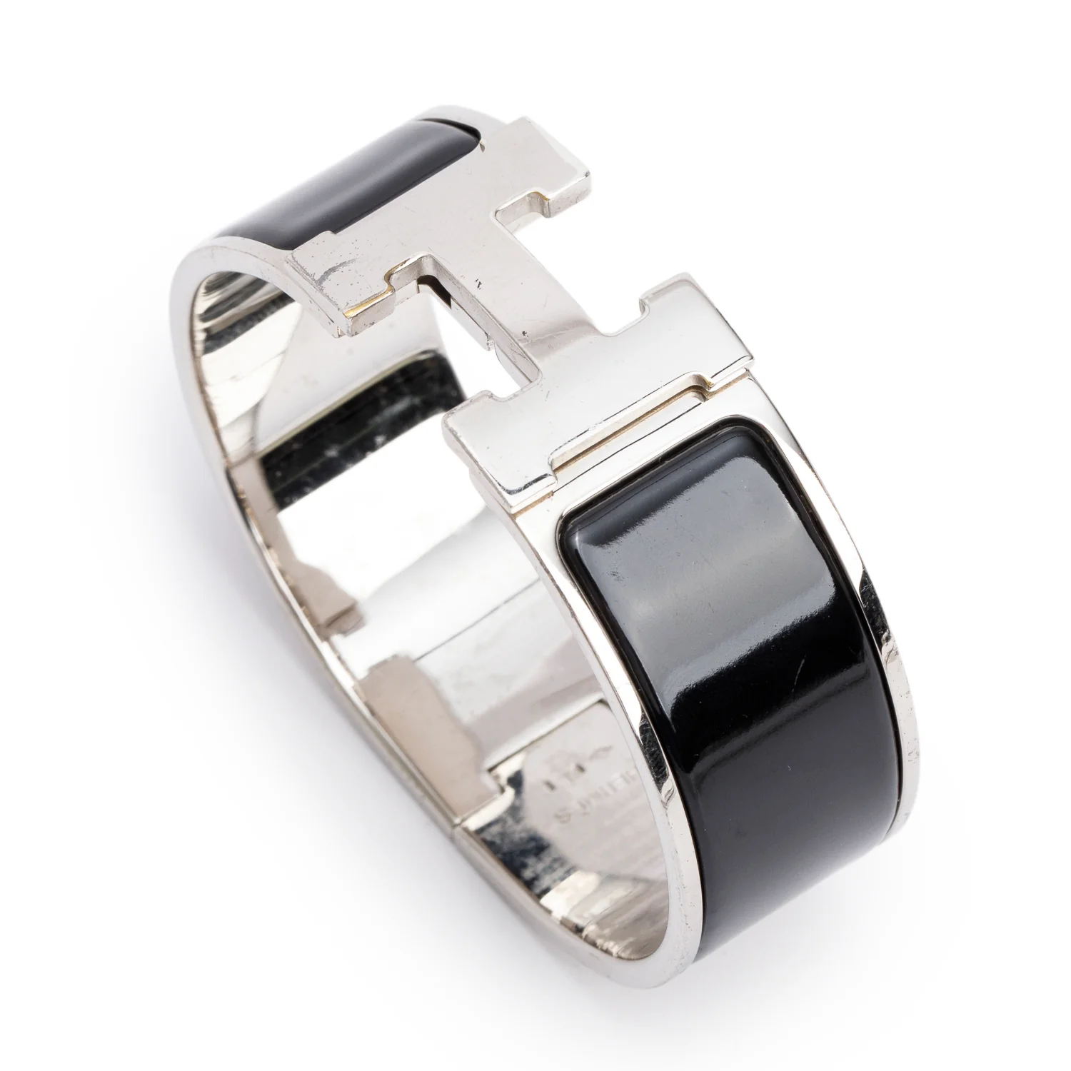 Hermes Palladium-Plated Noir Enamel Clic Clac H Bracelet - Image 3