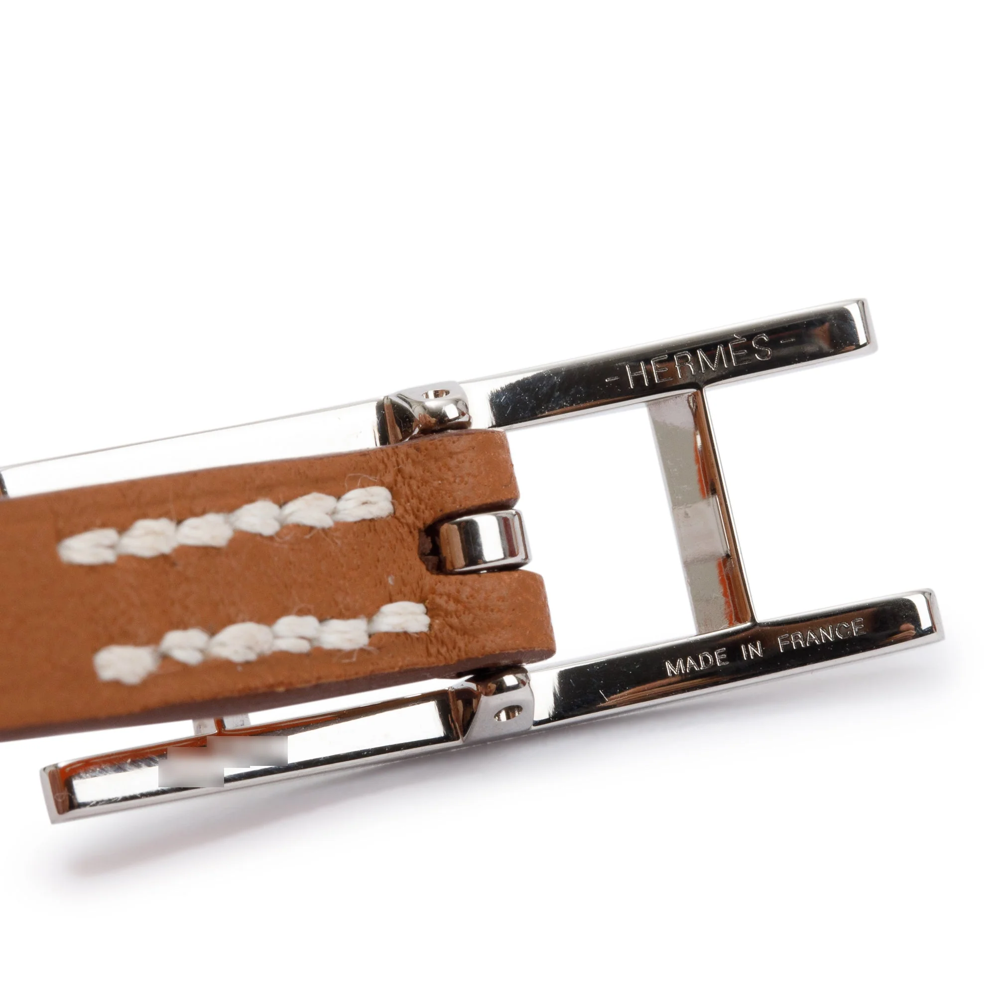 Hermes Palladium Plated Orange/Gold Swift Leather Behapi Double Tour Bracelet w/ Box & Receipt - Image 3