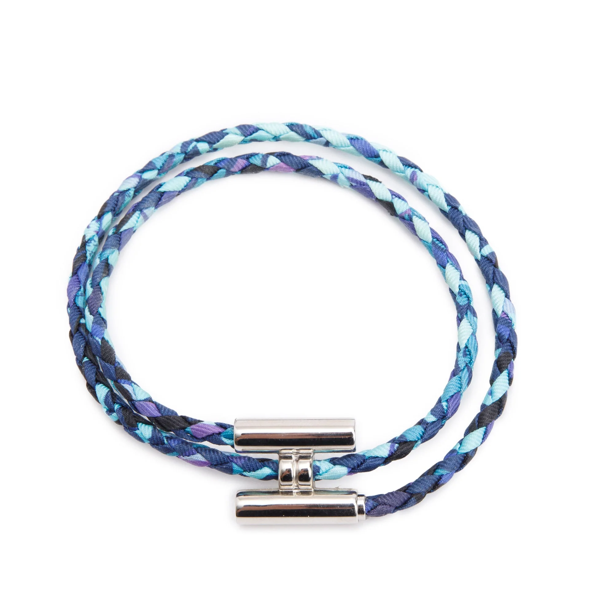 Hermes Palladium Plated Tournis Tresse Bracelet w/ Box