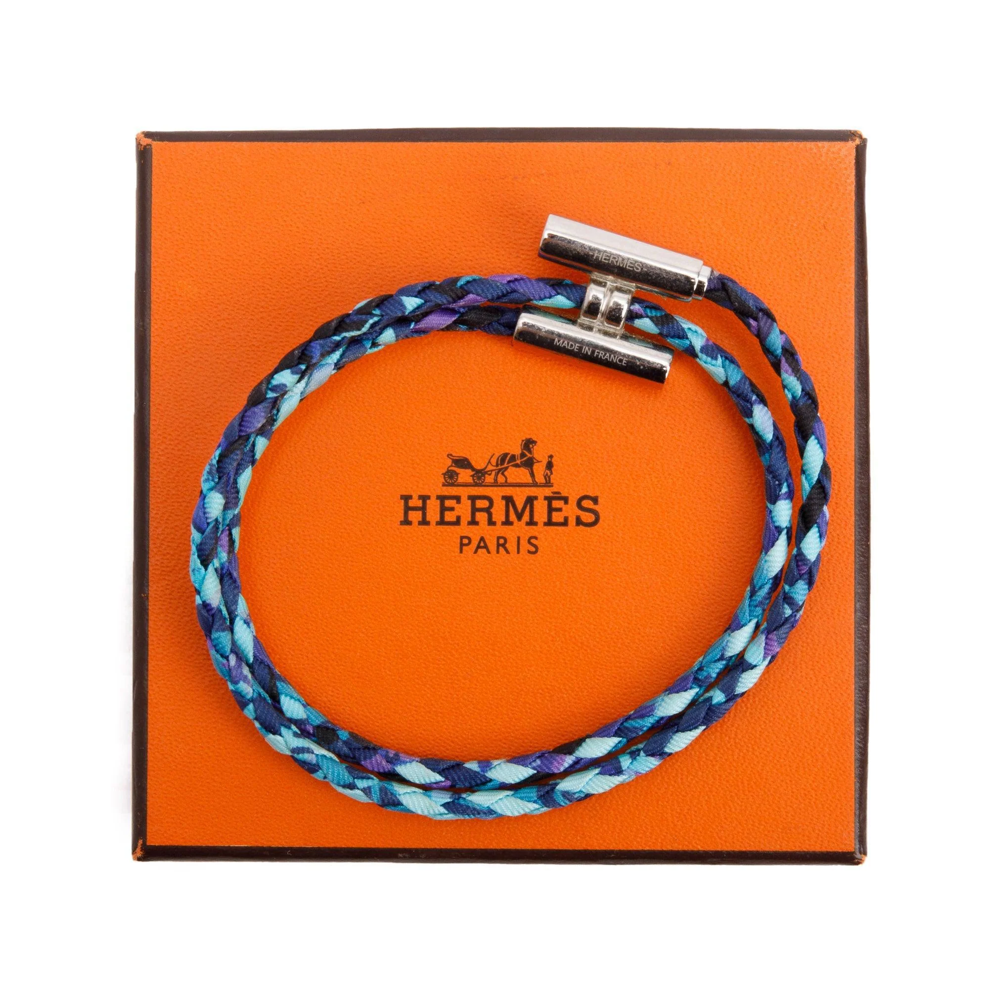 Hermes Palladium Plated Tournis Tresse Bracelet w/ Box - Image 2