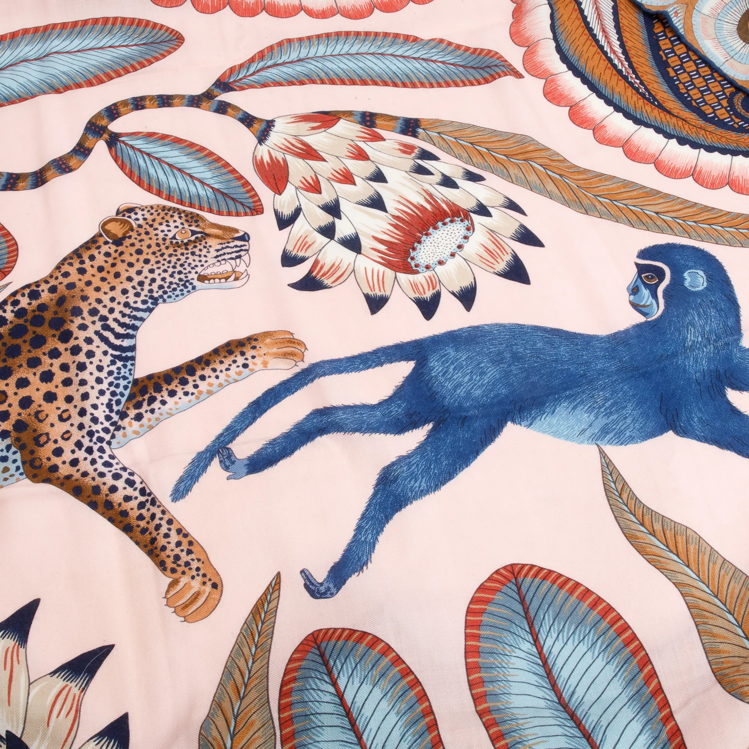 Hermes Pink/Blue Multicolor 'The Savana Dance' Cashmere Silk Shawl 140 - Image 3