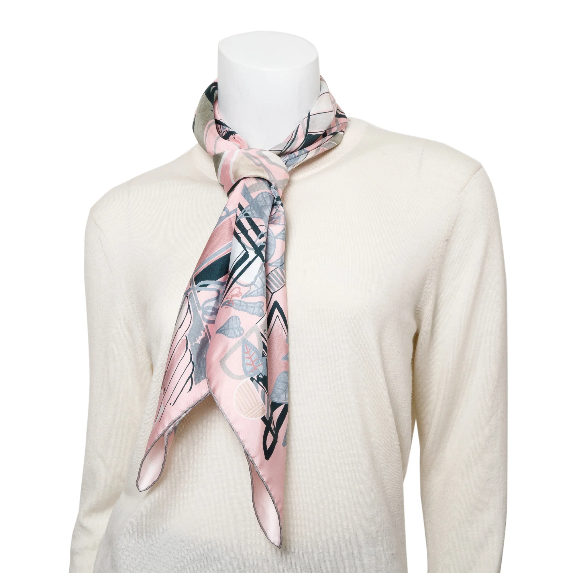 Hermes Pink Multicolor Silk Scarf 90 w/ Box - Image 2