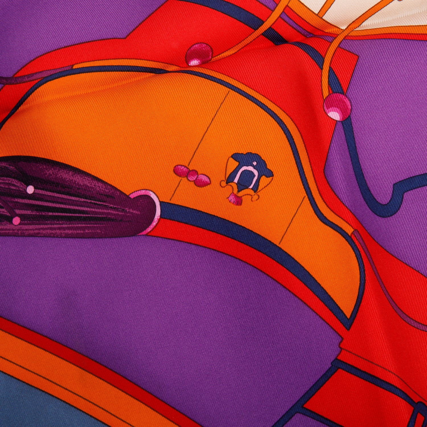 Hermes Purple/Multicolor 'Springs' Silk Scarf 90 w/ Box - Image 4